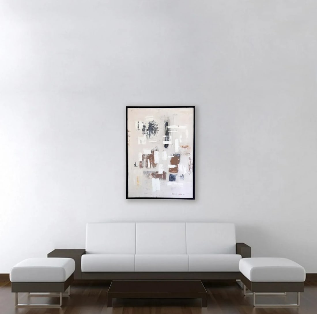 "Mimosa" Contemporary Original Abstract Mixed-Media Painting by Sia Aryai, Framed - 6