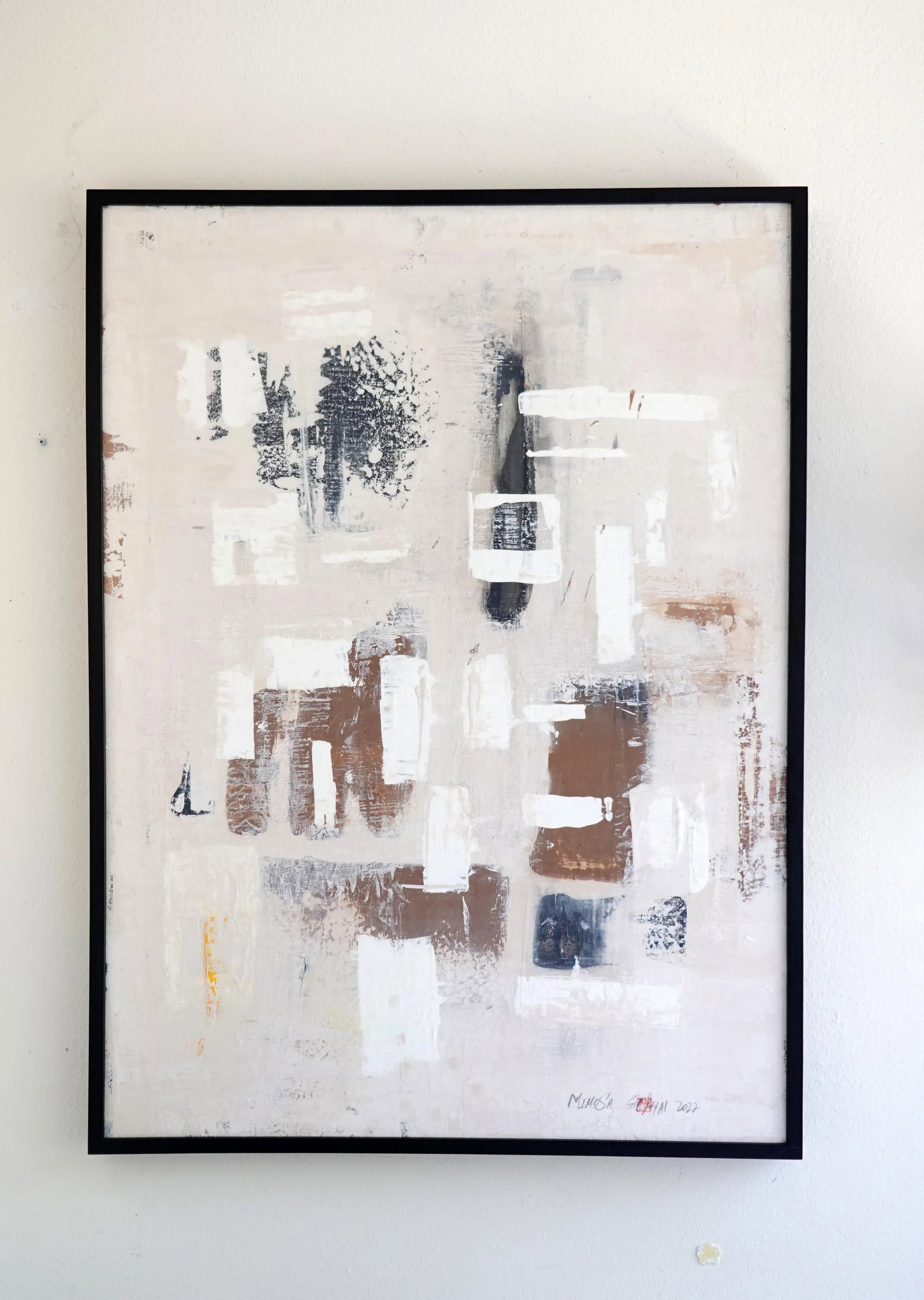 "Mimosa" Contemporary Original Abstract Mixed-Media Painting by Sia Aryai, Framed - 7