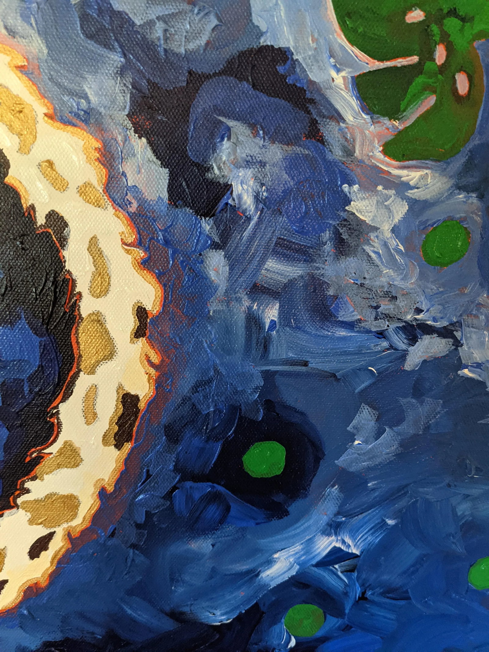 Contemporary Expressionist Whimsical Abstract Acrylic Painting of a Big Cat on Canvas - 10