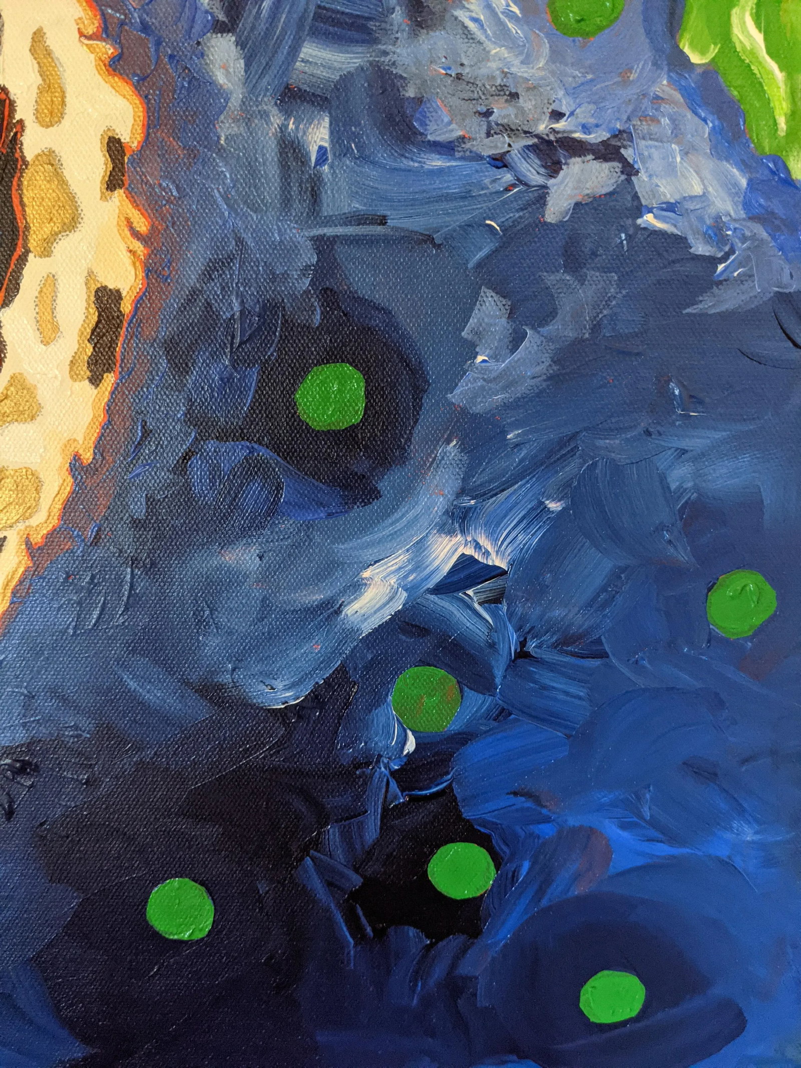 Contemporary Expressionist Whimsical Abstract Acrylic Painting of a Big Cat on Canvas - 4