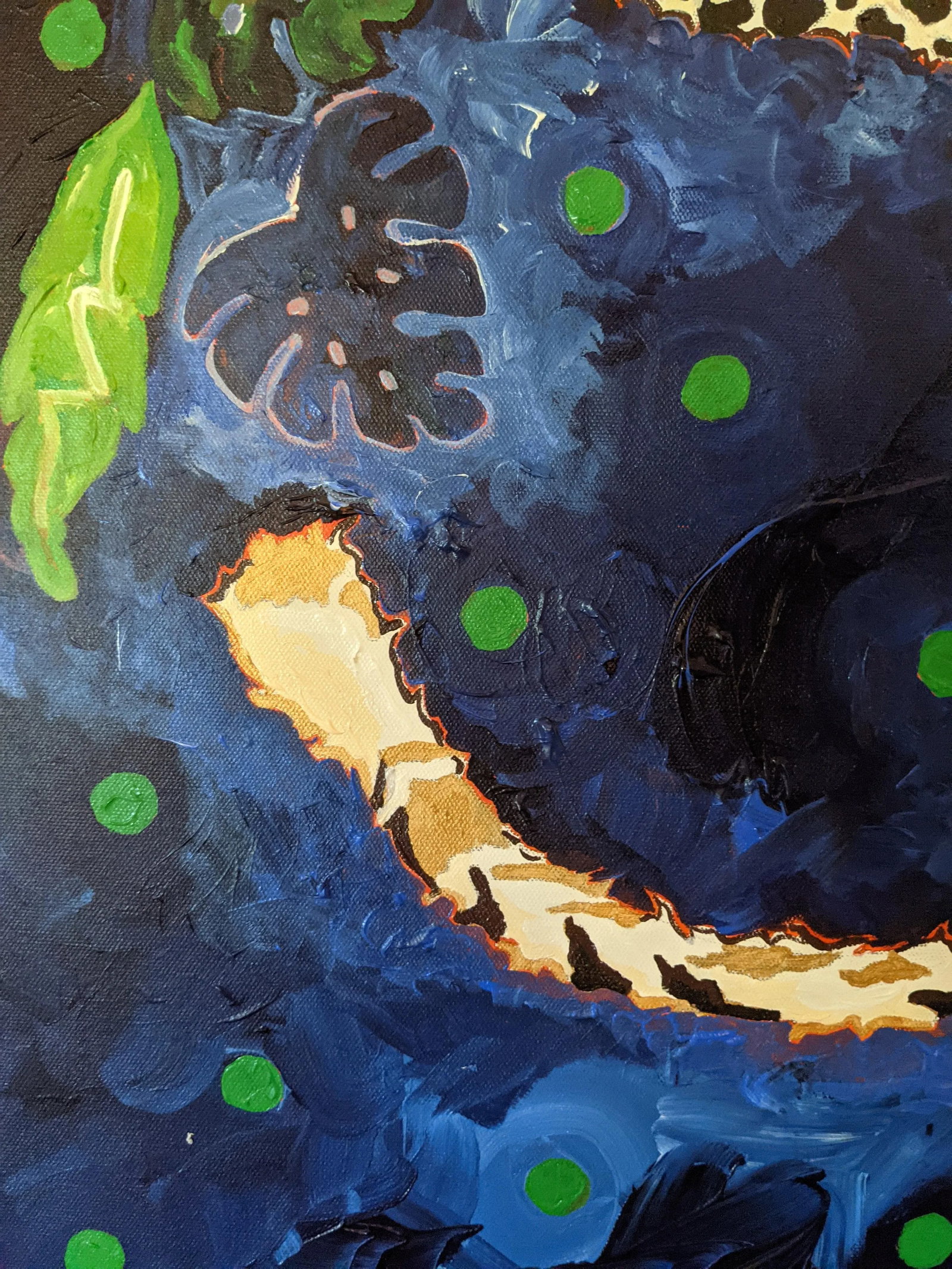 Contemporary Expressionist Whimsical Abstract Acrylic Painting of a Big Cat on Canvas - 5