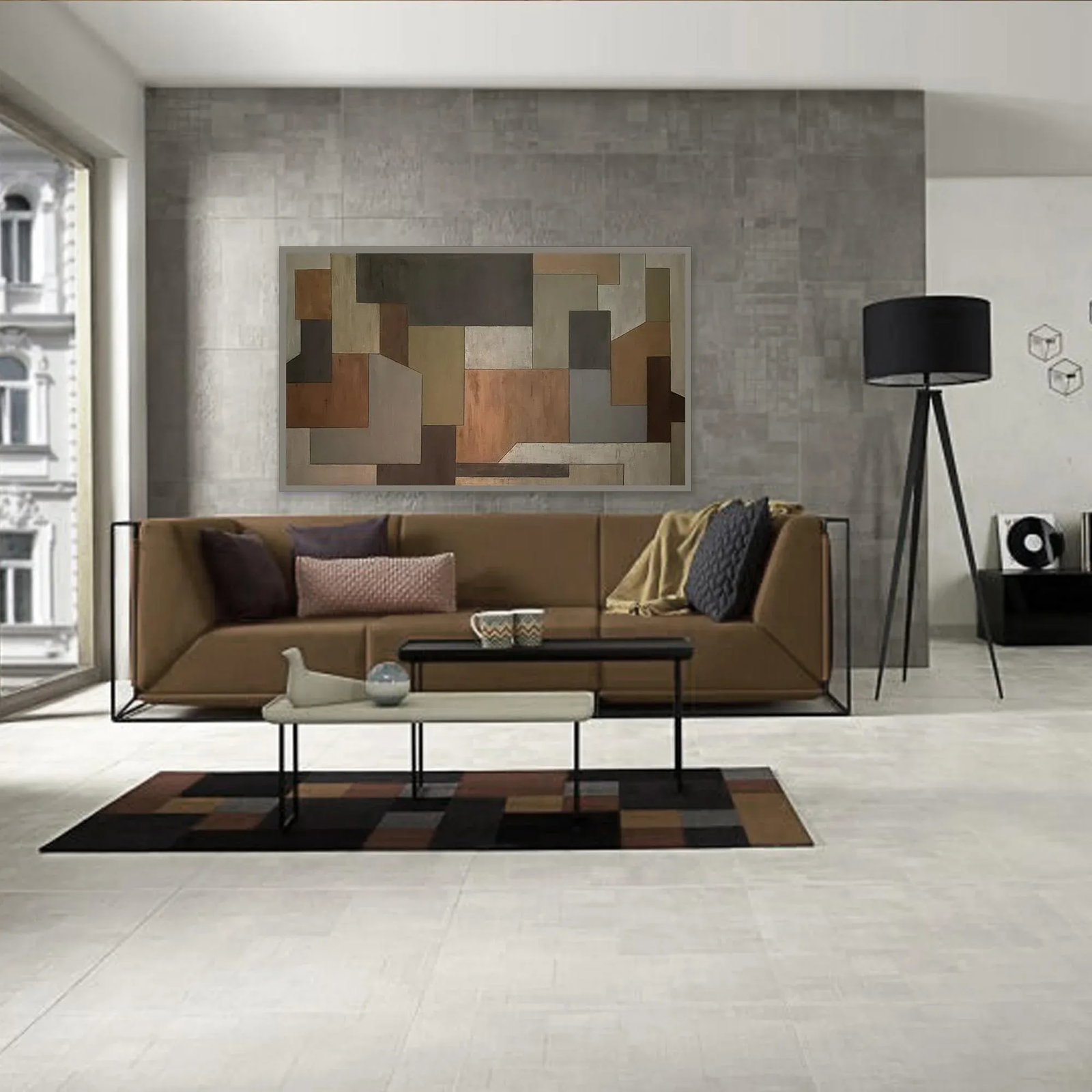 Contemporary Large Horizontal Geometric Abstract Oil Painting by Stephen Cimini - 8