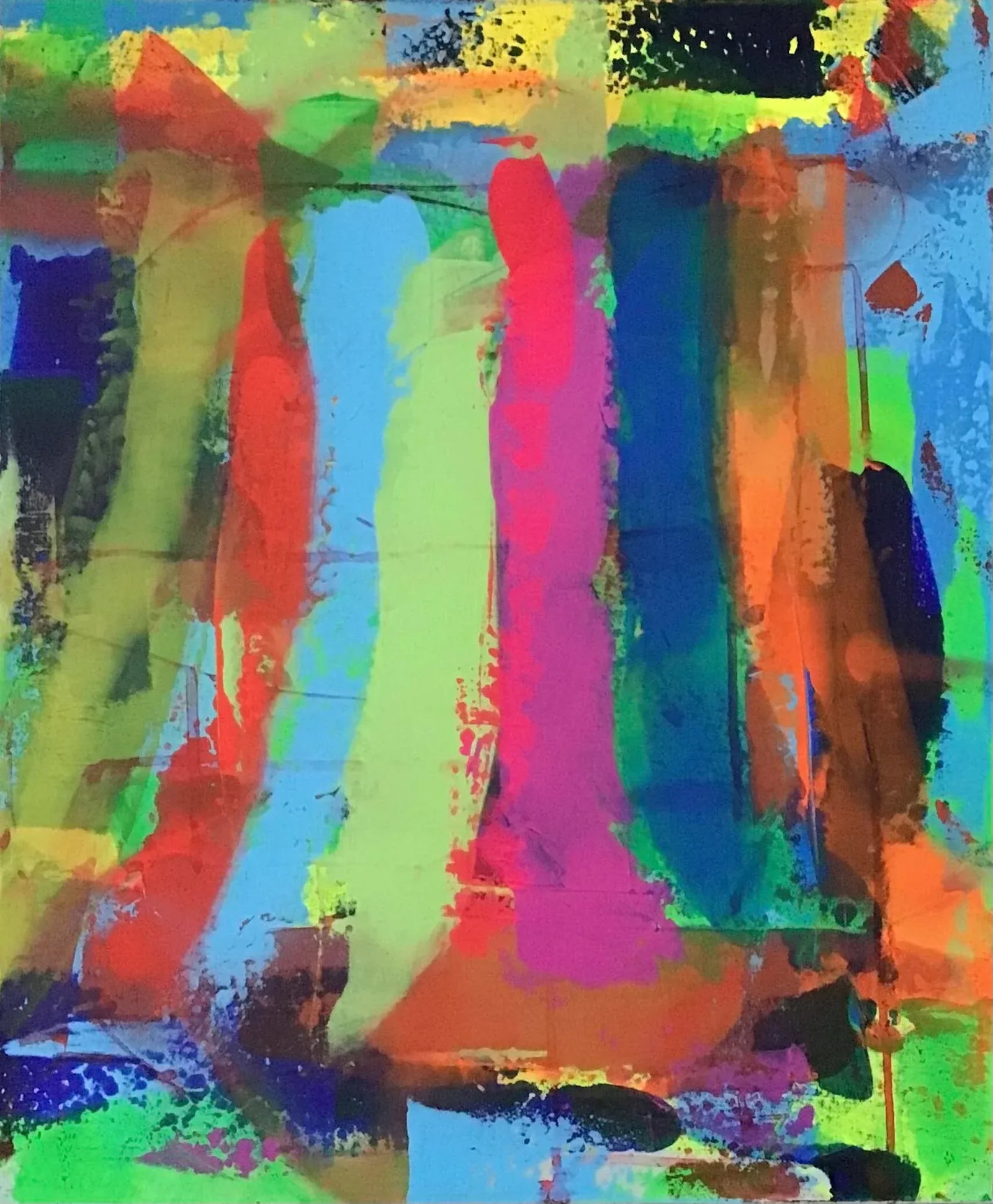 "Colorfest" Contemporary Abstract Acrylic Painting on Stretched Canvas by Stephen Stilgenbauer: Acrylic on 24" by 20" Stretched Canvas. Artist signed on the back side with S. Stilgenbauer (CA Artist Stephen Stilgenbauer). Condition: Imperfections: No Imperfections Condition Notes: Original