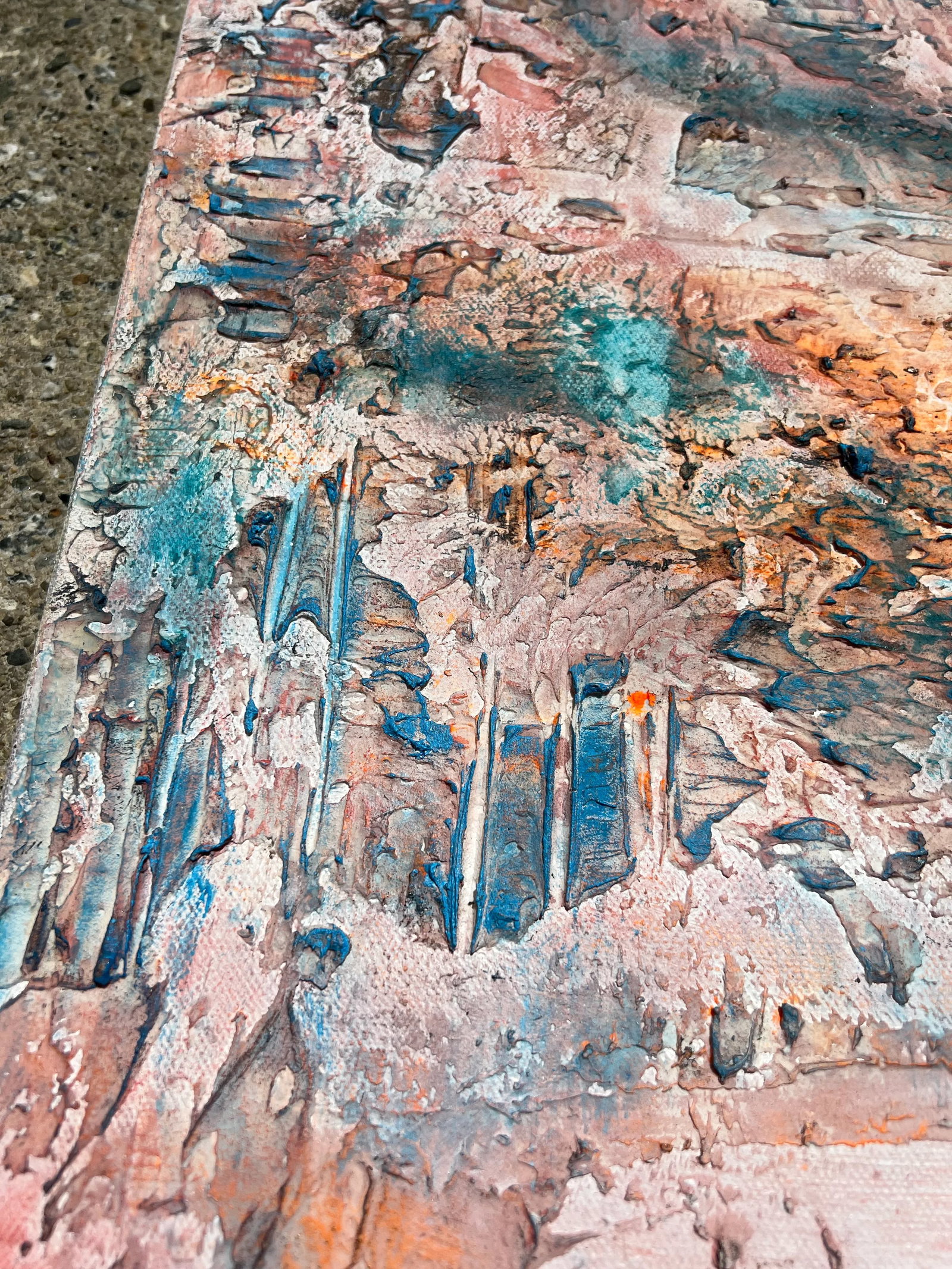 "Blue Coral" Contemporary Abstract Textured Painting on Canvas by Lynne Ancien - 5
