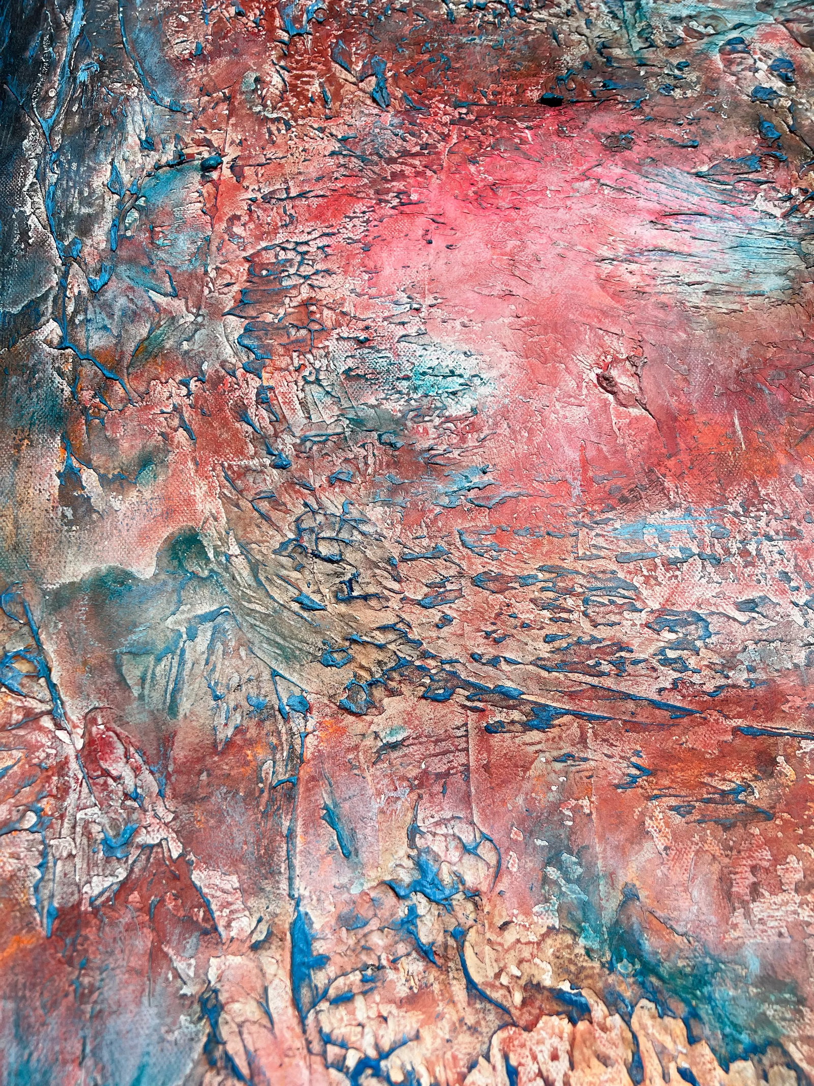 "Blue Coral" Contemporary Abstract Textured Painting on Canvas by Lynne Ancien - 6