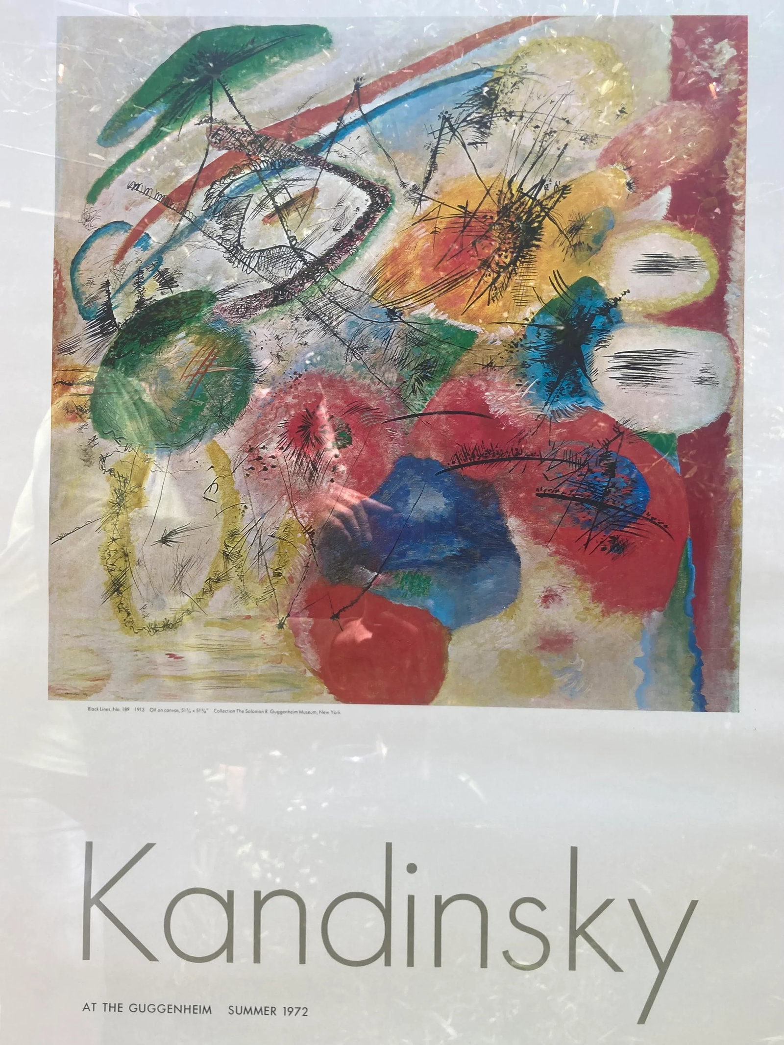 1972 Ltd Ed Kandinsky Guggenheim Summer Vintage Exhibition Poster - Black Lines Lithograph 50th Anni - 2