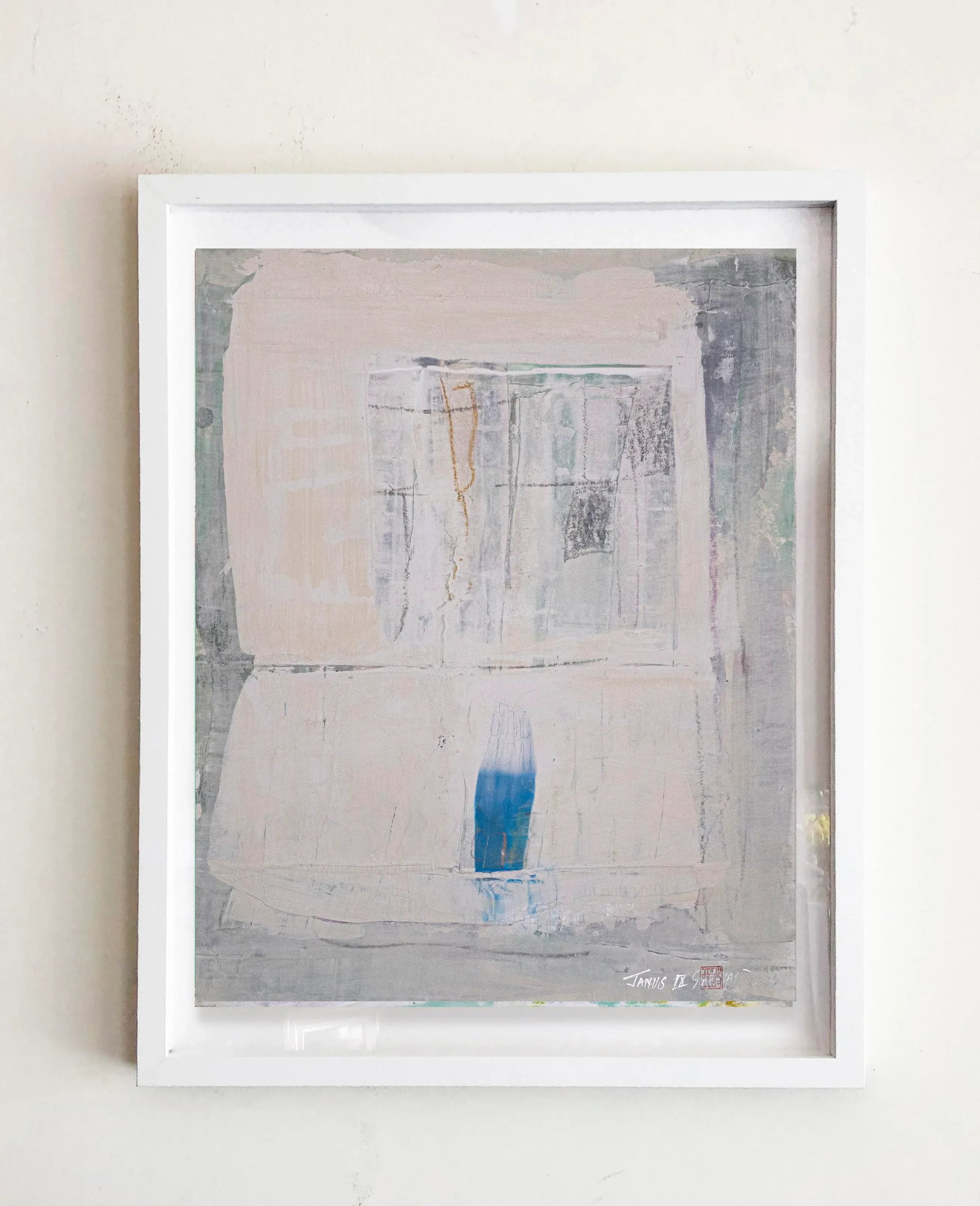 "Janus.IX" Framed Contemporary Original Abstract Minimalist Mixed-Media Painting - 6