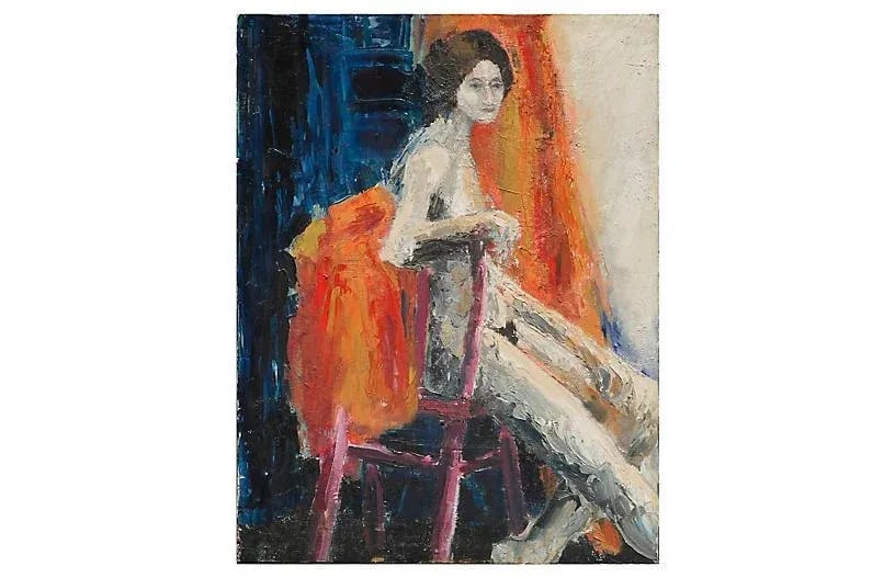 1990s "Swan" Abstract Figurative Female Nude Oil Painting - 4