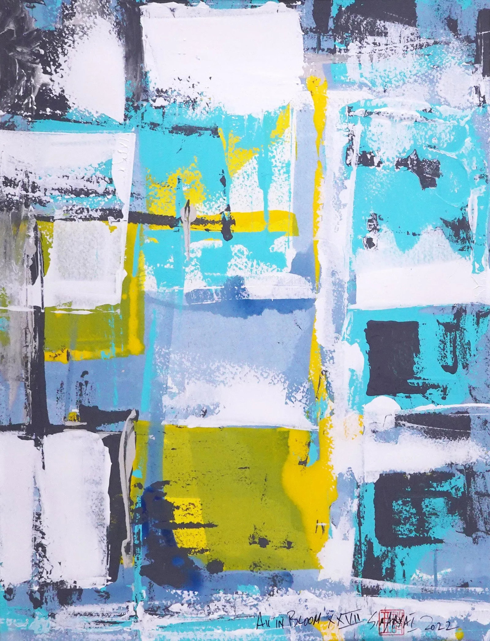 "All in Bloom. XXVII" Contemporary Original Abstract Modern Mixed-Media Painting, Framed - 2