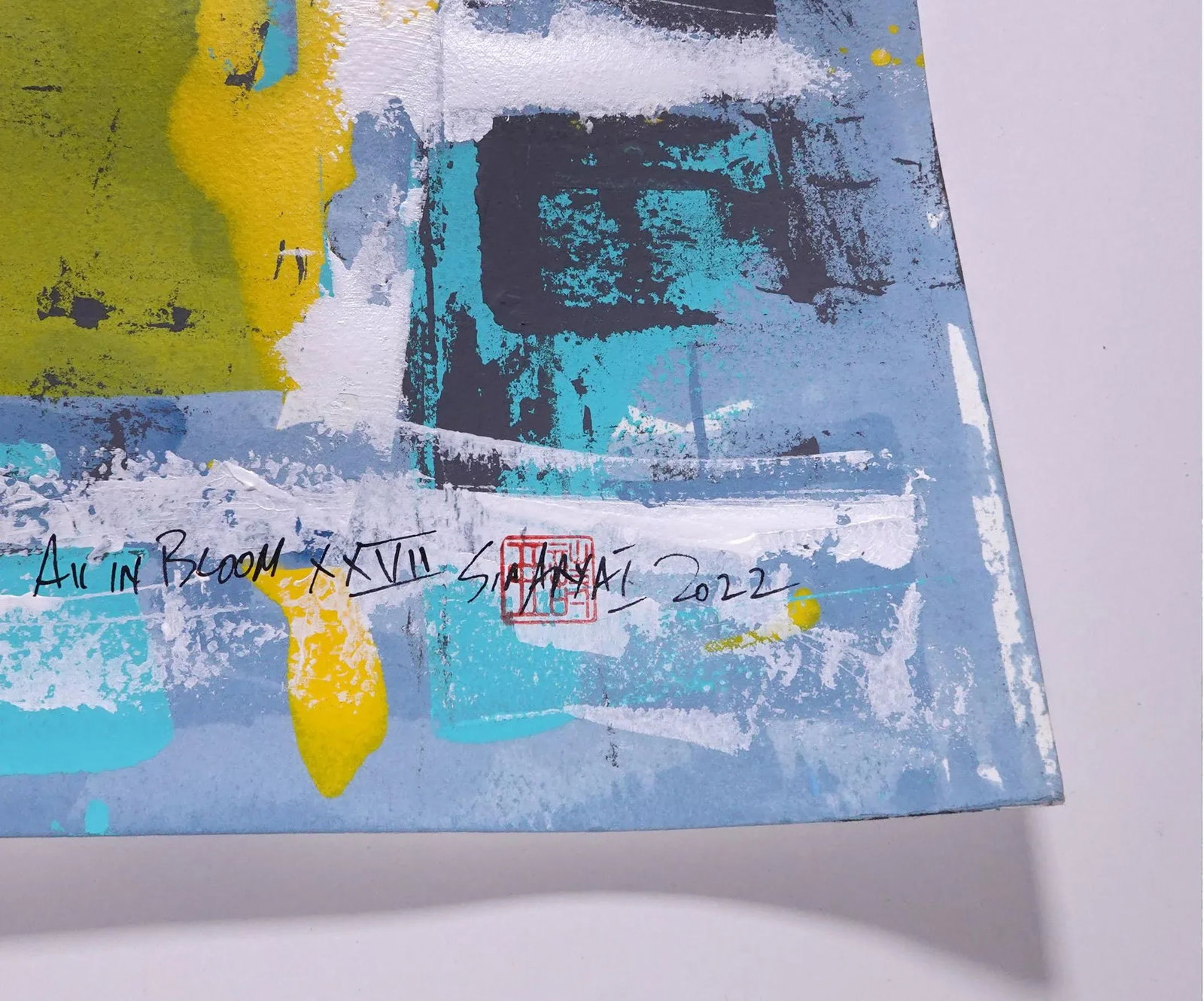"All in Bloom. XXVII" Contemporary Original Abstract Modern Mixed-Media Painting, Framed - 3