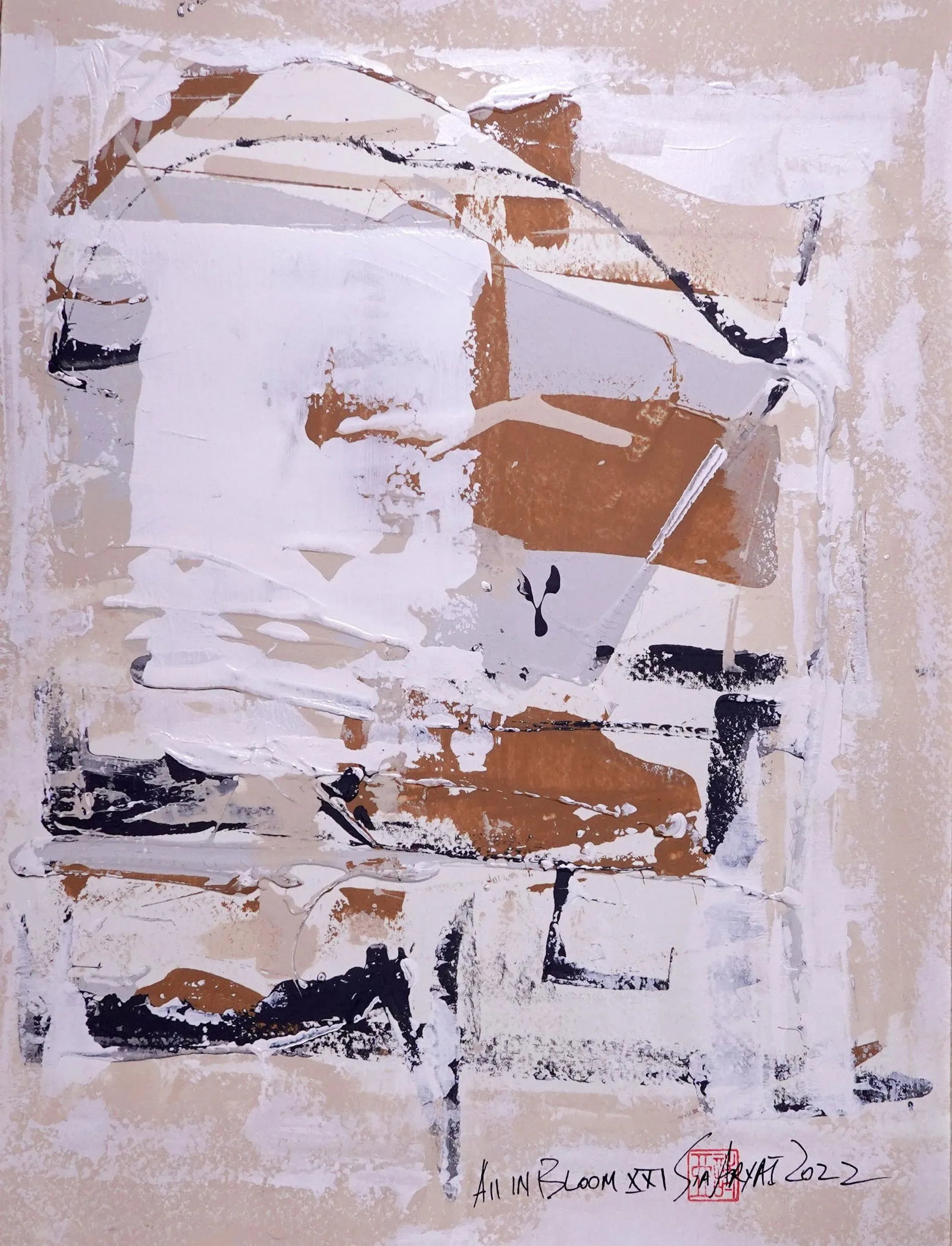 "All in Bloom. XXI" Contemporary Abstract Original Mixed-Media Painting, Framed - 2