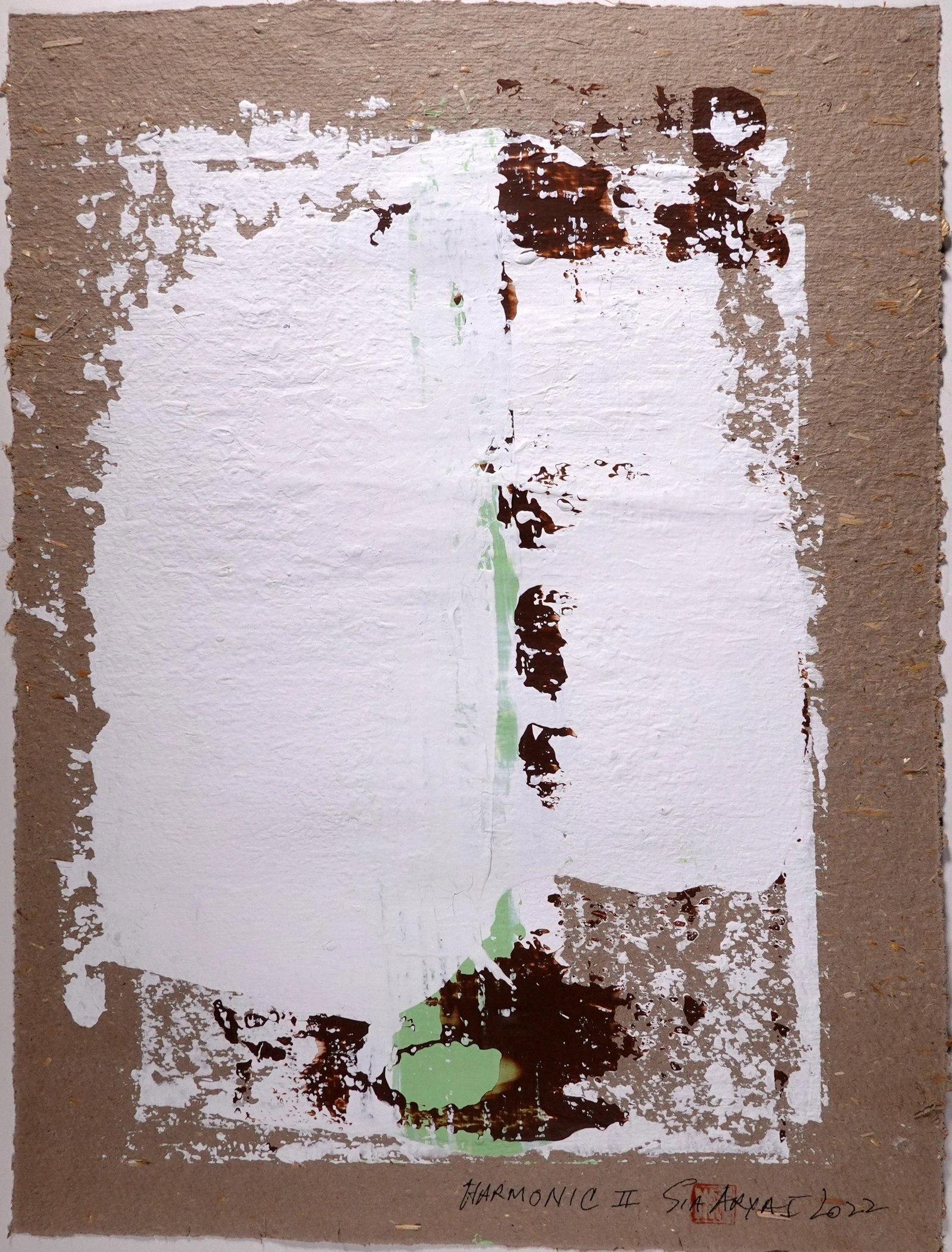 "Harmonic.II" Contemporary Original Abstract Acrylic Painting on Handmade Paper, Framed - 2