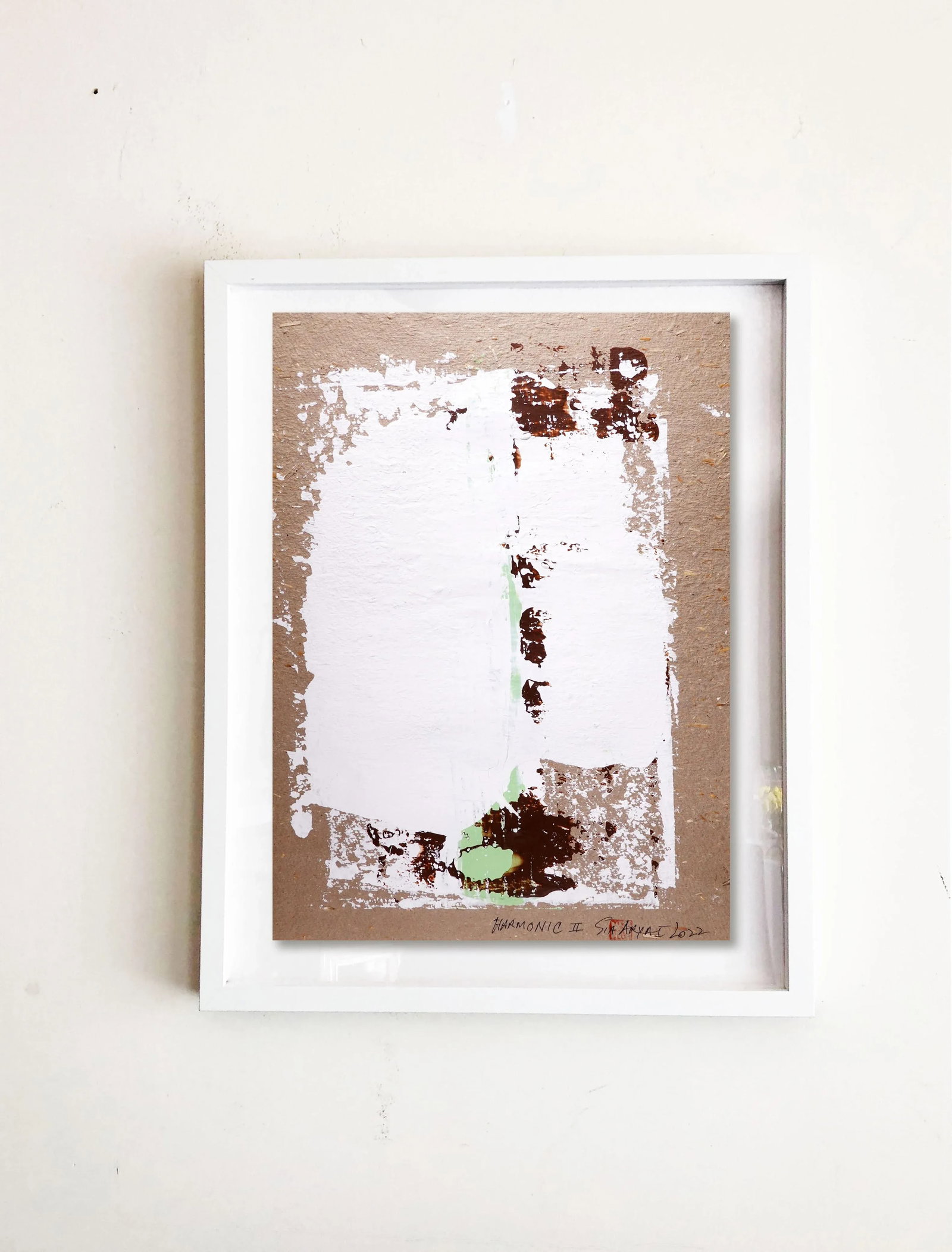 "Harmonic.II" Contemporary Original Abstract Acrylic Painting on Handmade Paper, Framed - 5