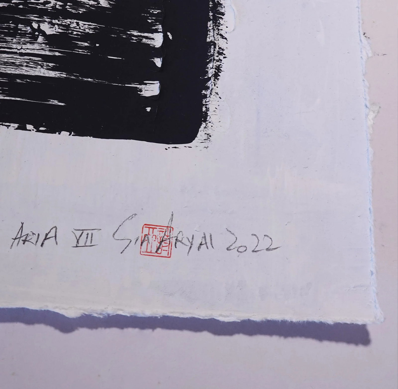 Aria.VII Abstract Framed Minimal Black and White Painting - 3