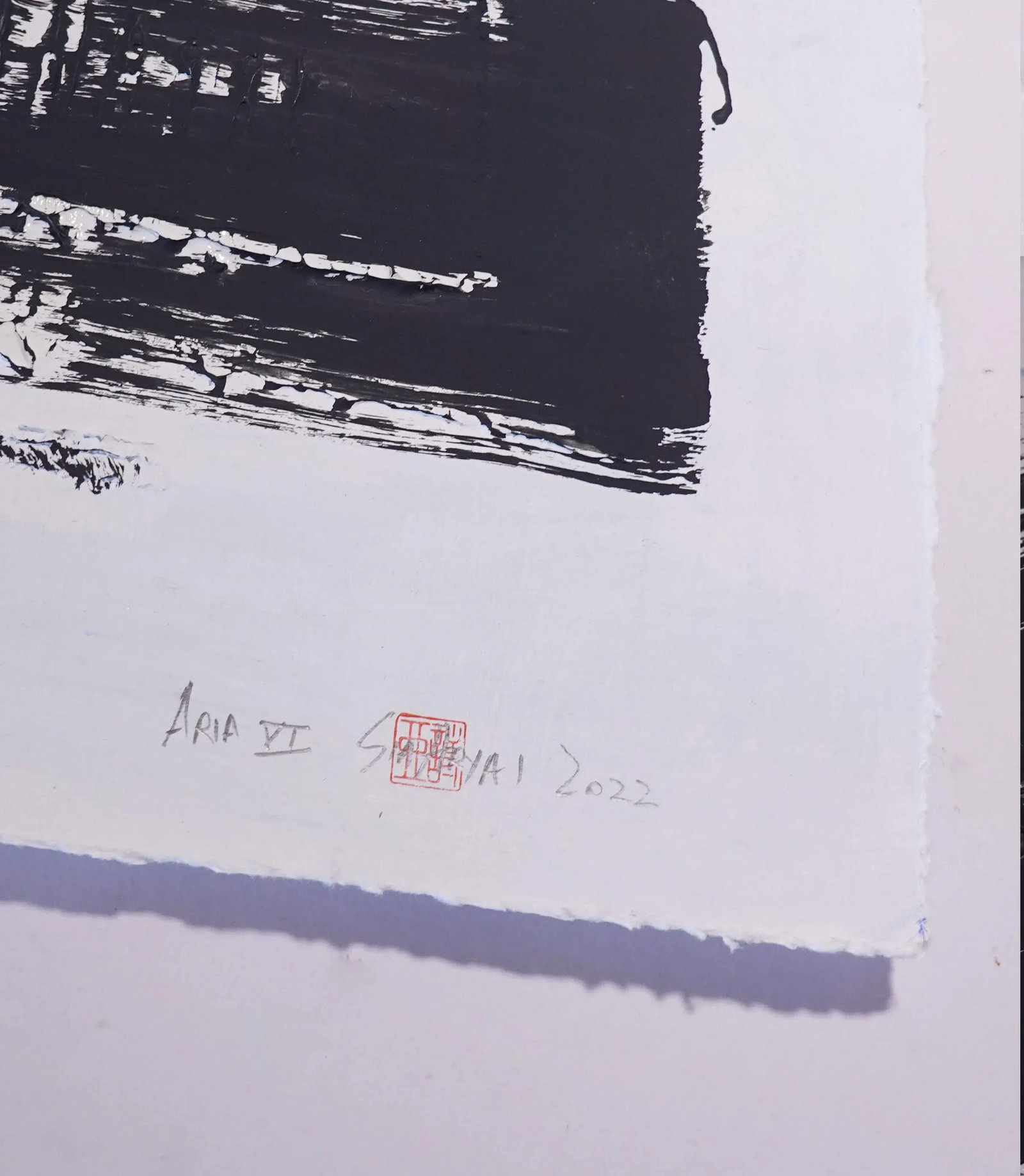 Aria.VI Abstract Framed Minimal Black and White Painting - 2