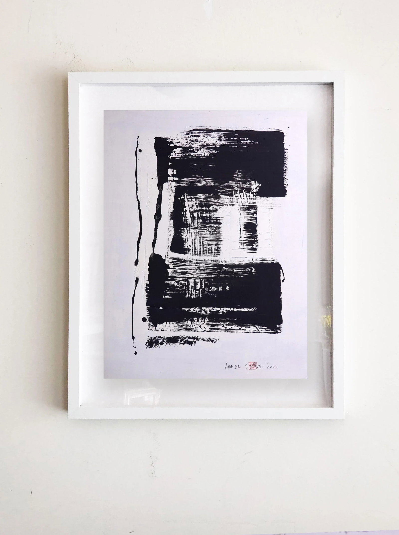 Aria.VI Abstract Framed Minimal Black and White Painting - 3