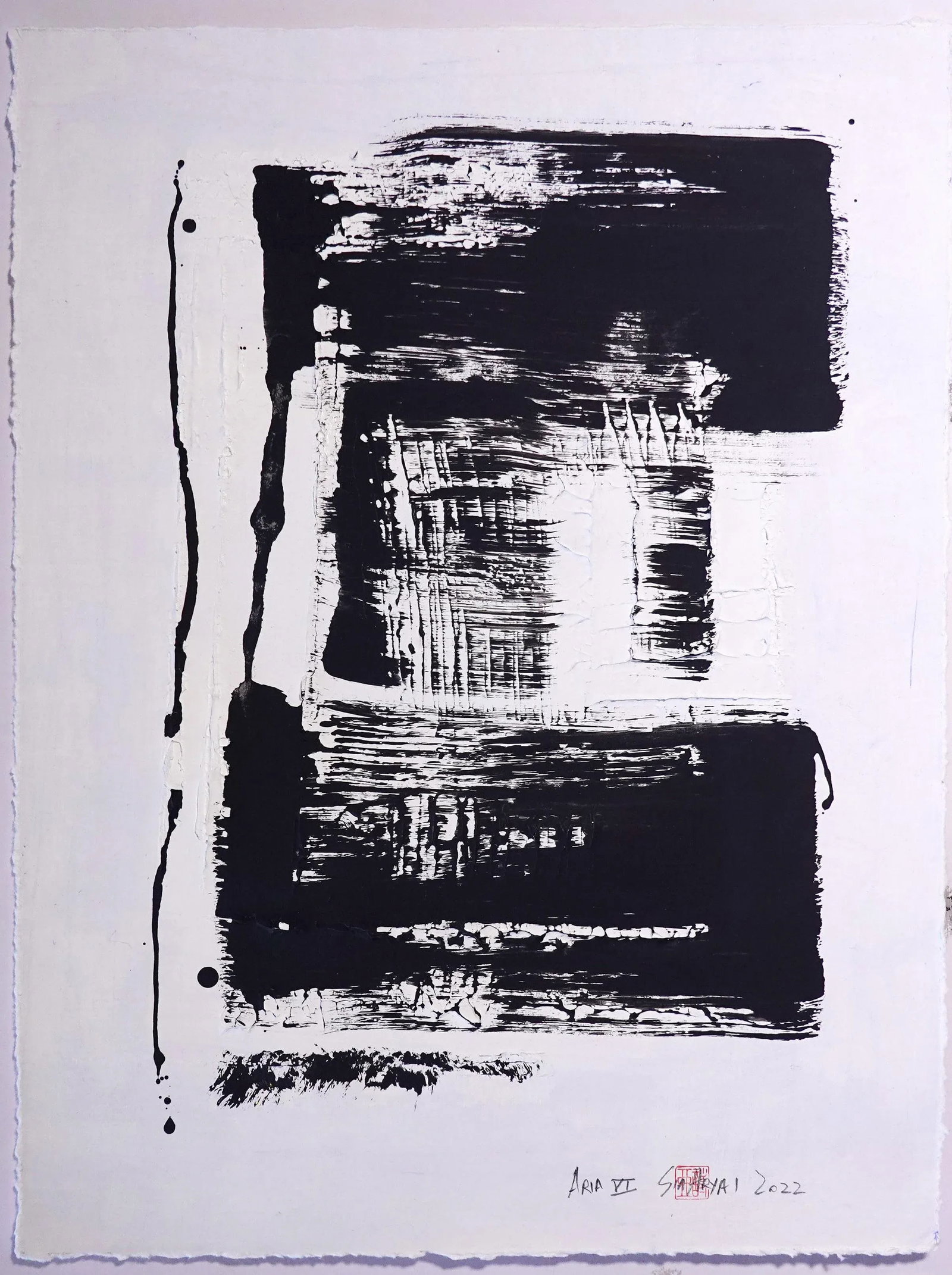 Aria.VI Abstract Framed Minimal Black and White Painting - 6