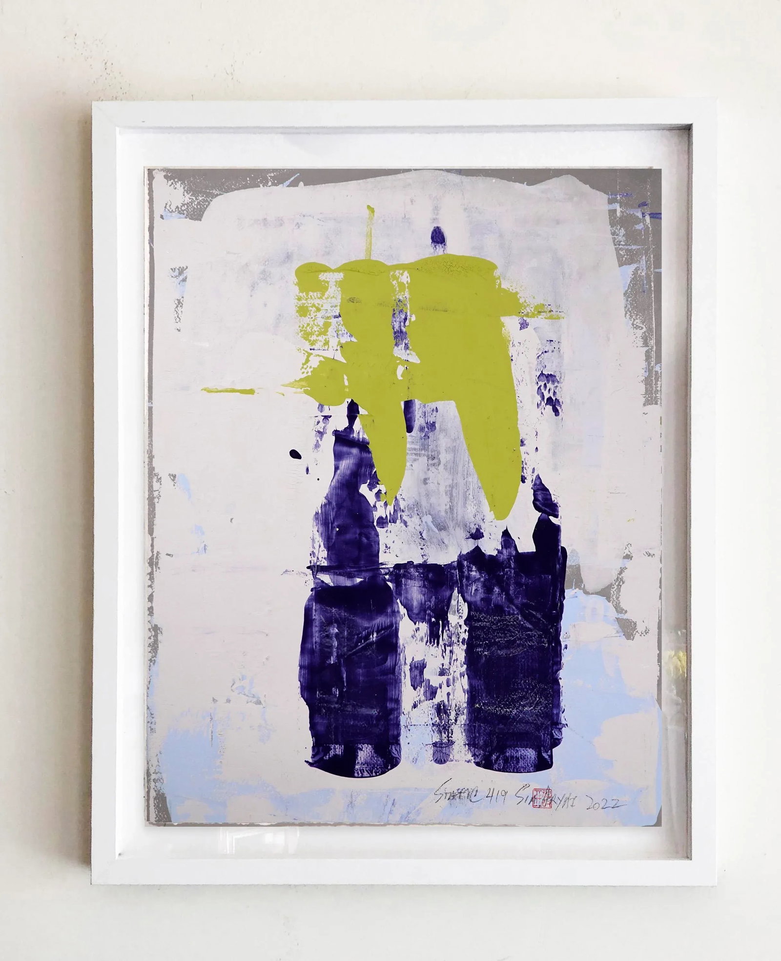 Static 419 Framed Abstract Blue/Green Painting - 4