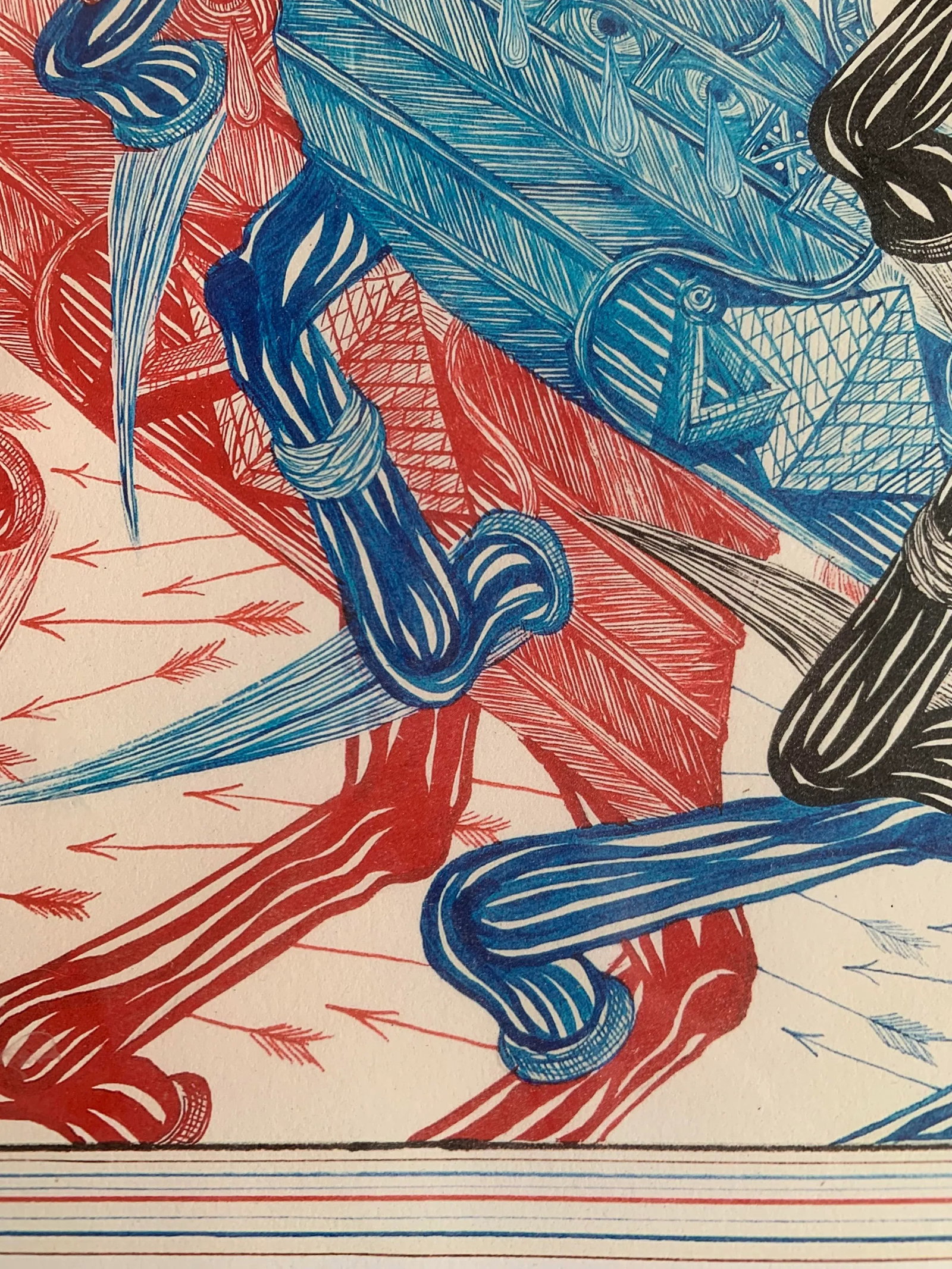 Contemporary Pen and Ink Drawing of Three Horses, by Andrew Schoultz - 11