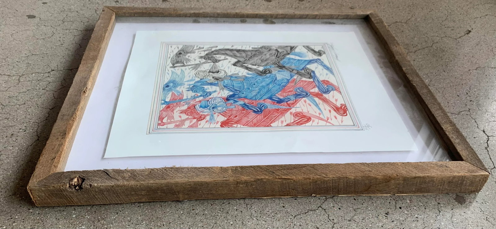 Contemporary Pen and Ink Drawing of Three Horses, by Andrew Schoultz - 3