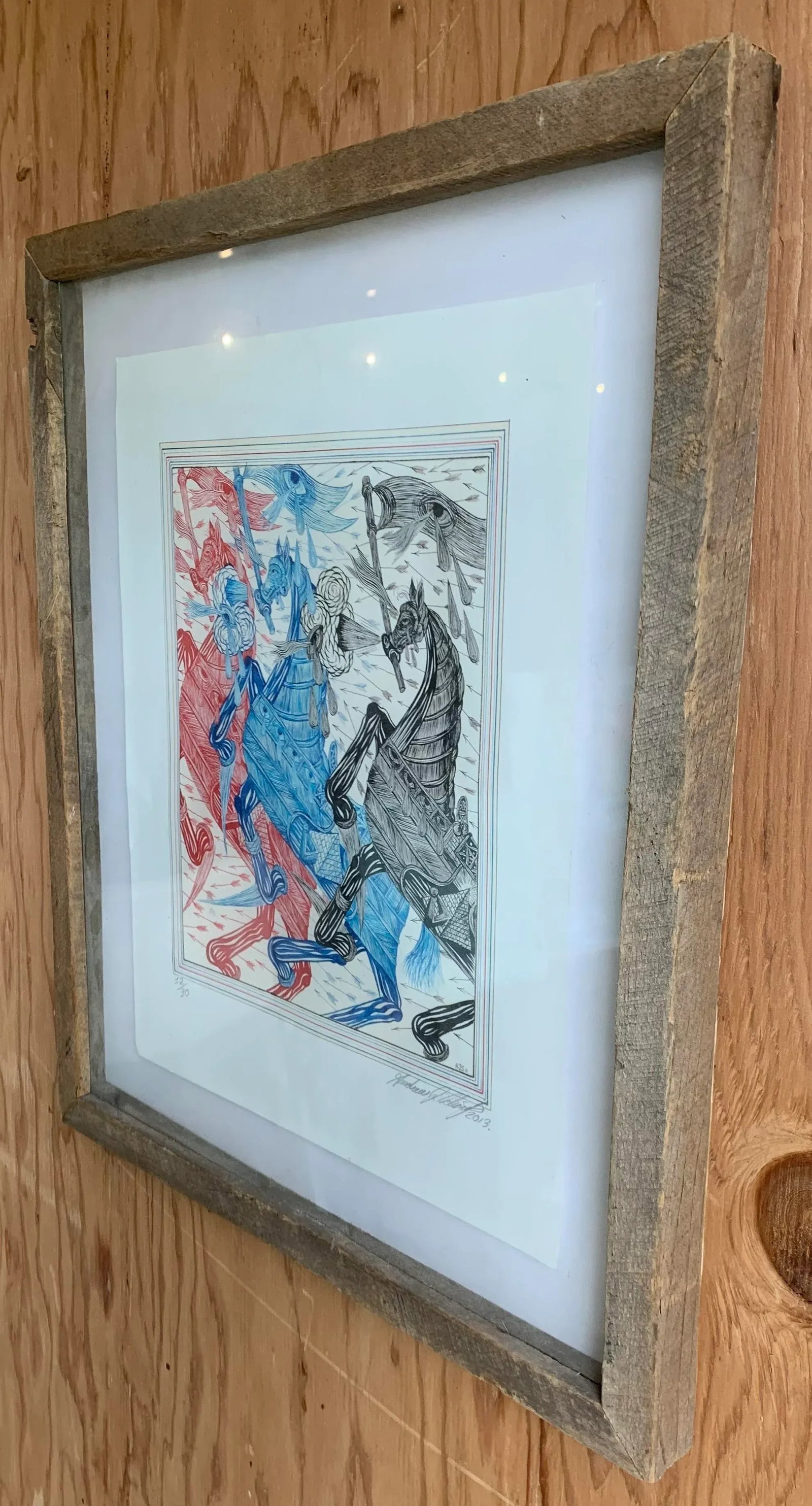 Contemporary Pen and Ink Drawing of Three Horses, by Andrew Schoultz - 4