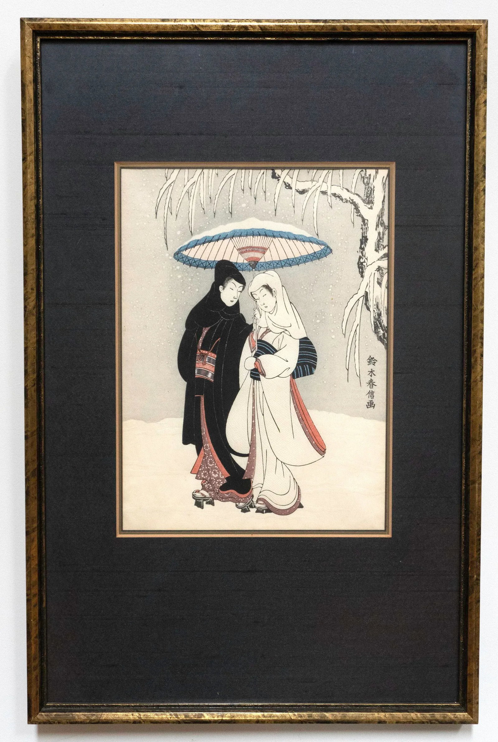 Young Couple Walking in a Snow Storm Attributed to Harunobu Suzuki (1725-1770) - 2