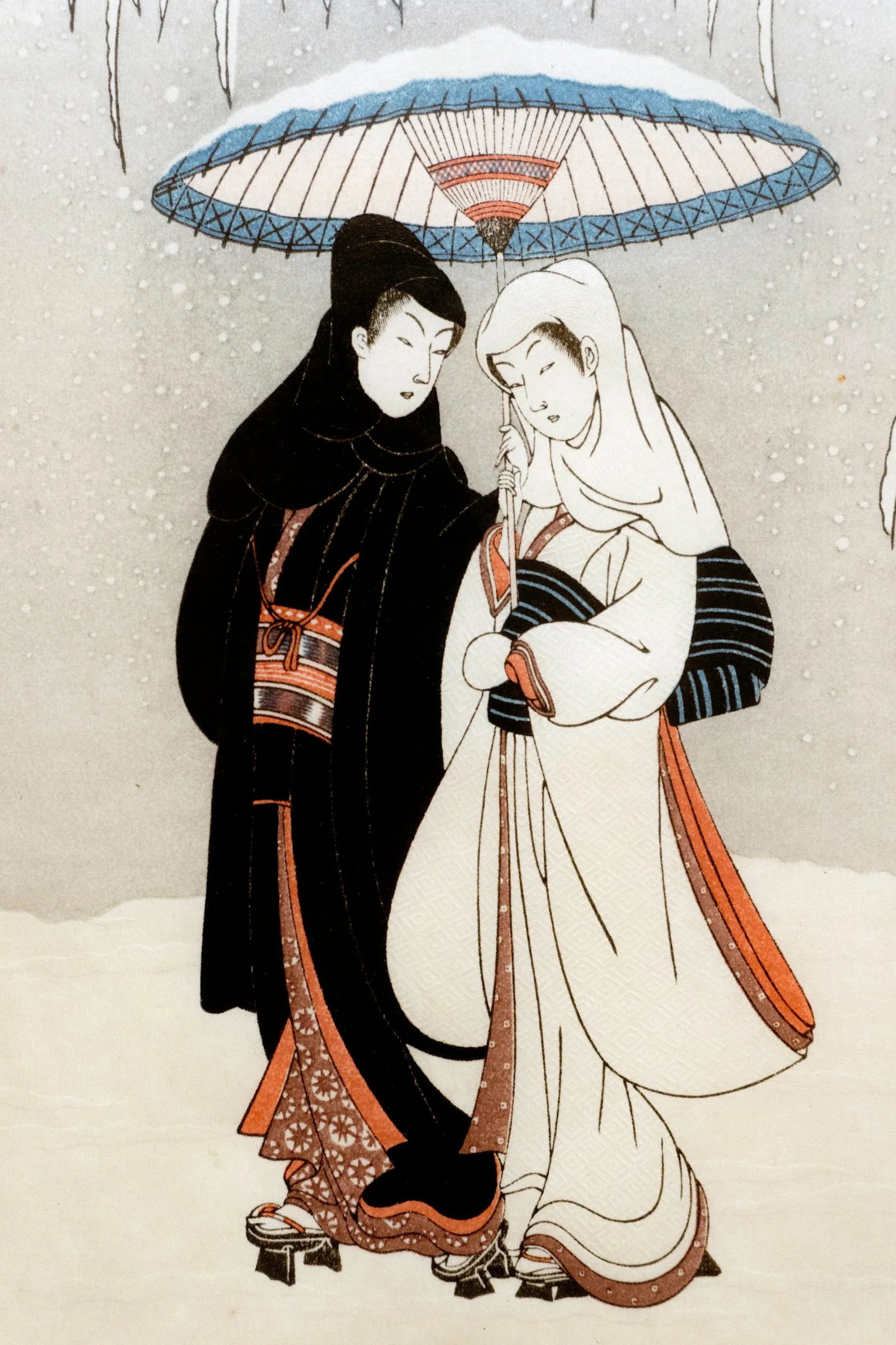 Young Couple Walking in a Snow Storm Attributed to Harunobu Suzuki (1725-1770) - 3