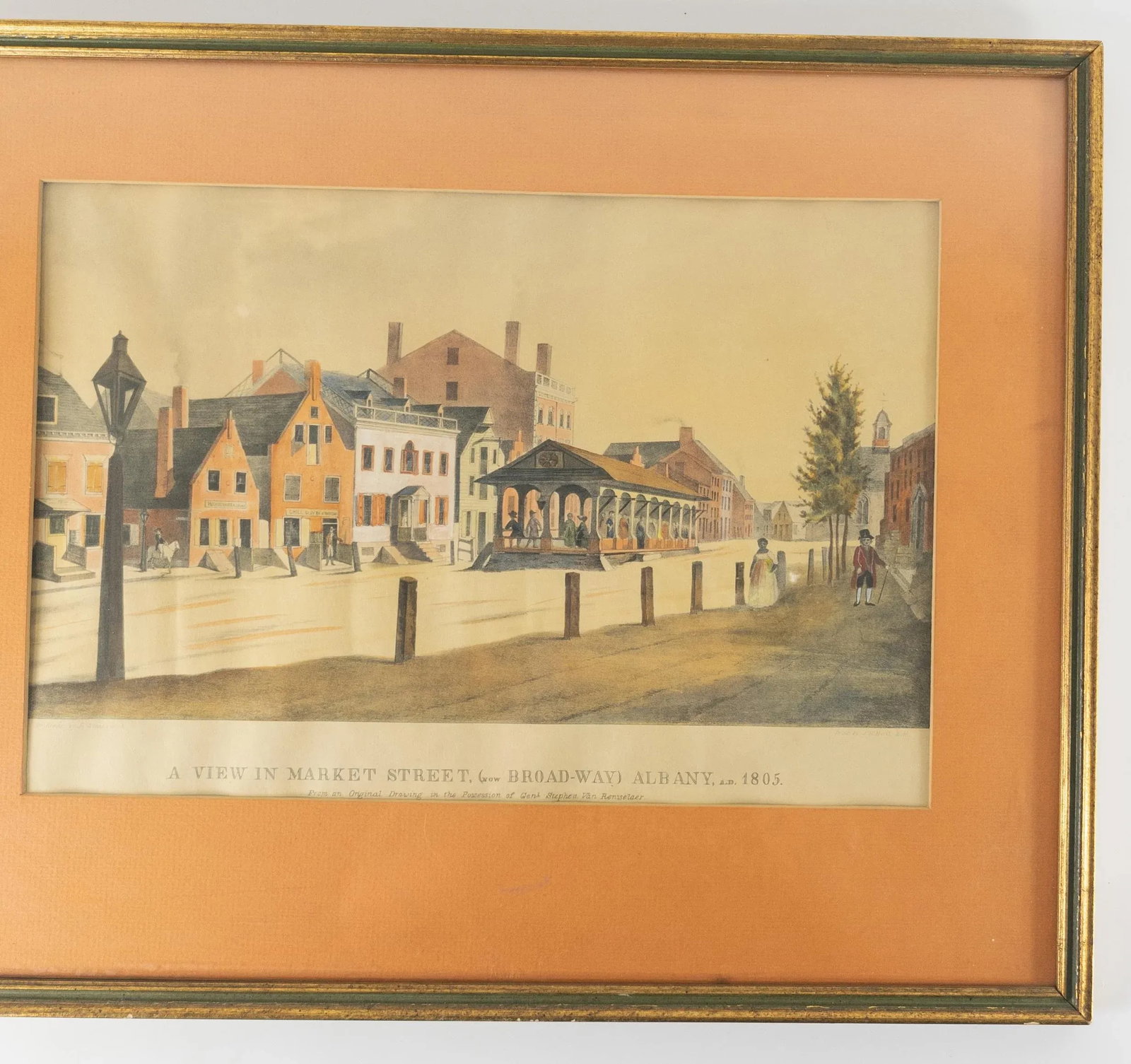 19th Century Hand Colored Lithograph of Albany New York Ca 1805 - 3