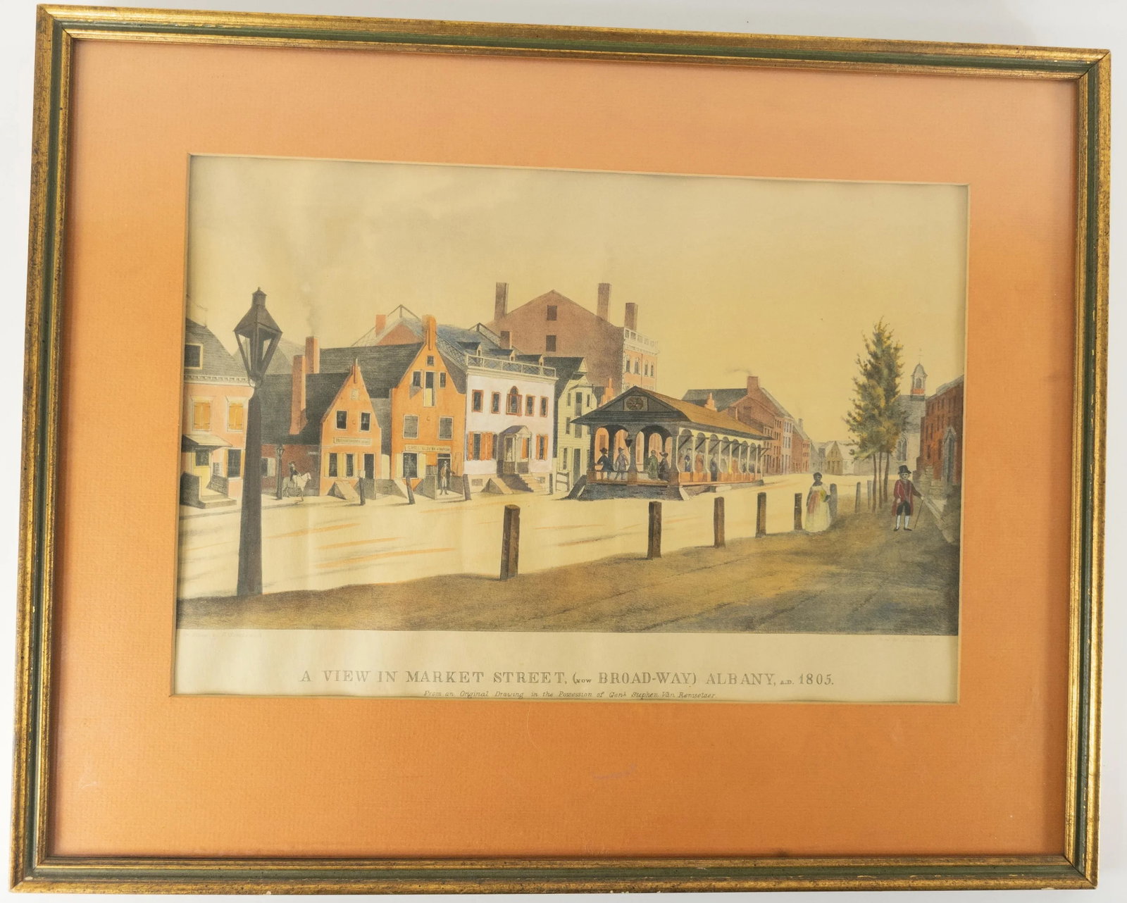 19th Century Hand Colored Lithograph of Albany New York Ca 1805 - 4