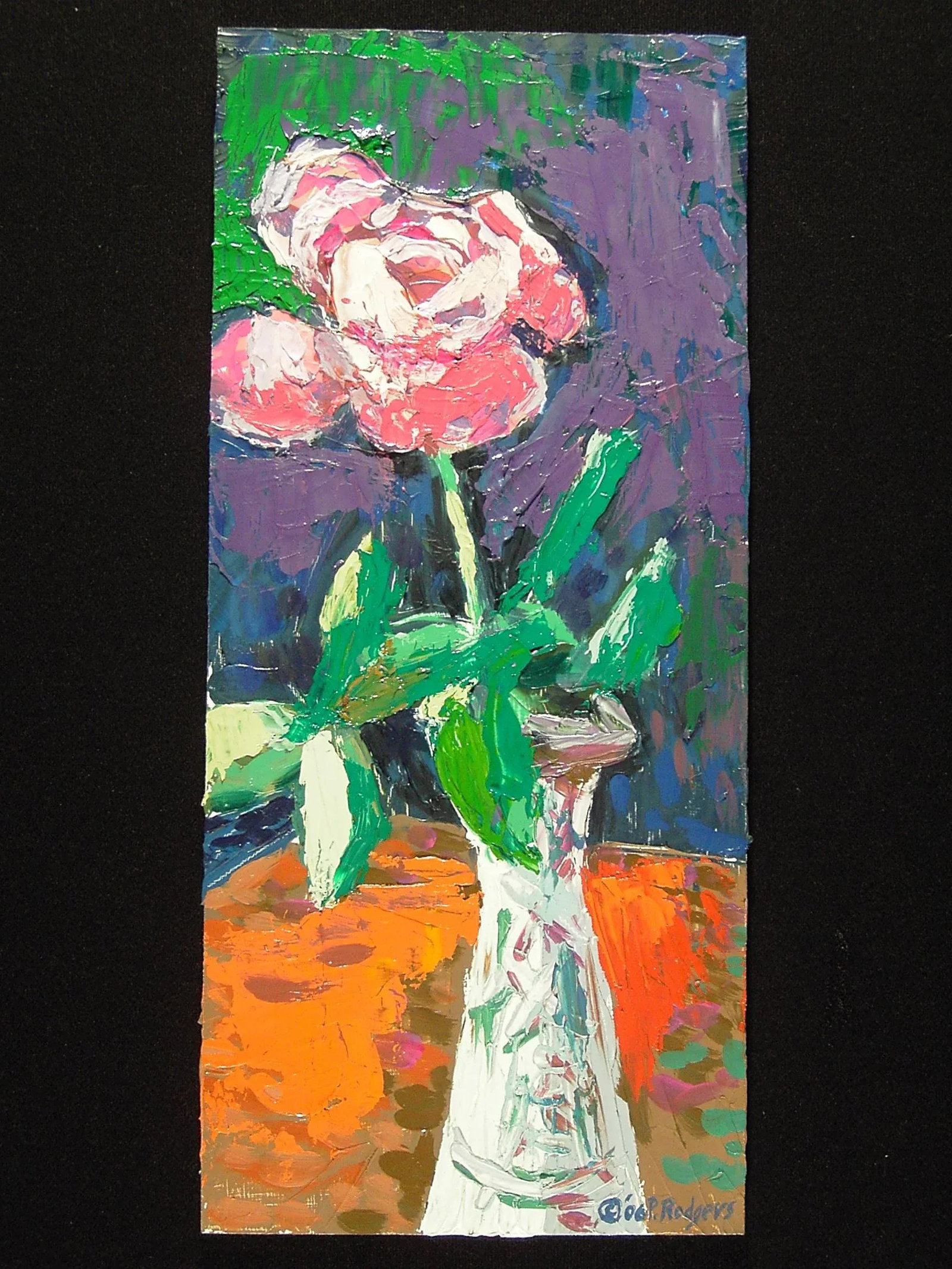 Contemporary Expressionist Still Life Rose in White Vase Oil Painting - 2