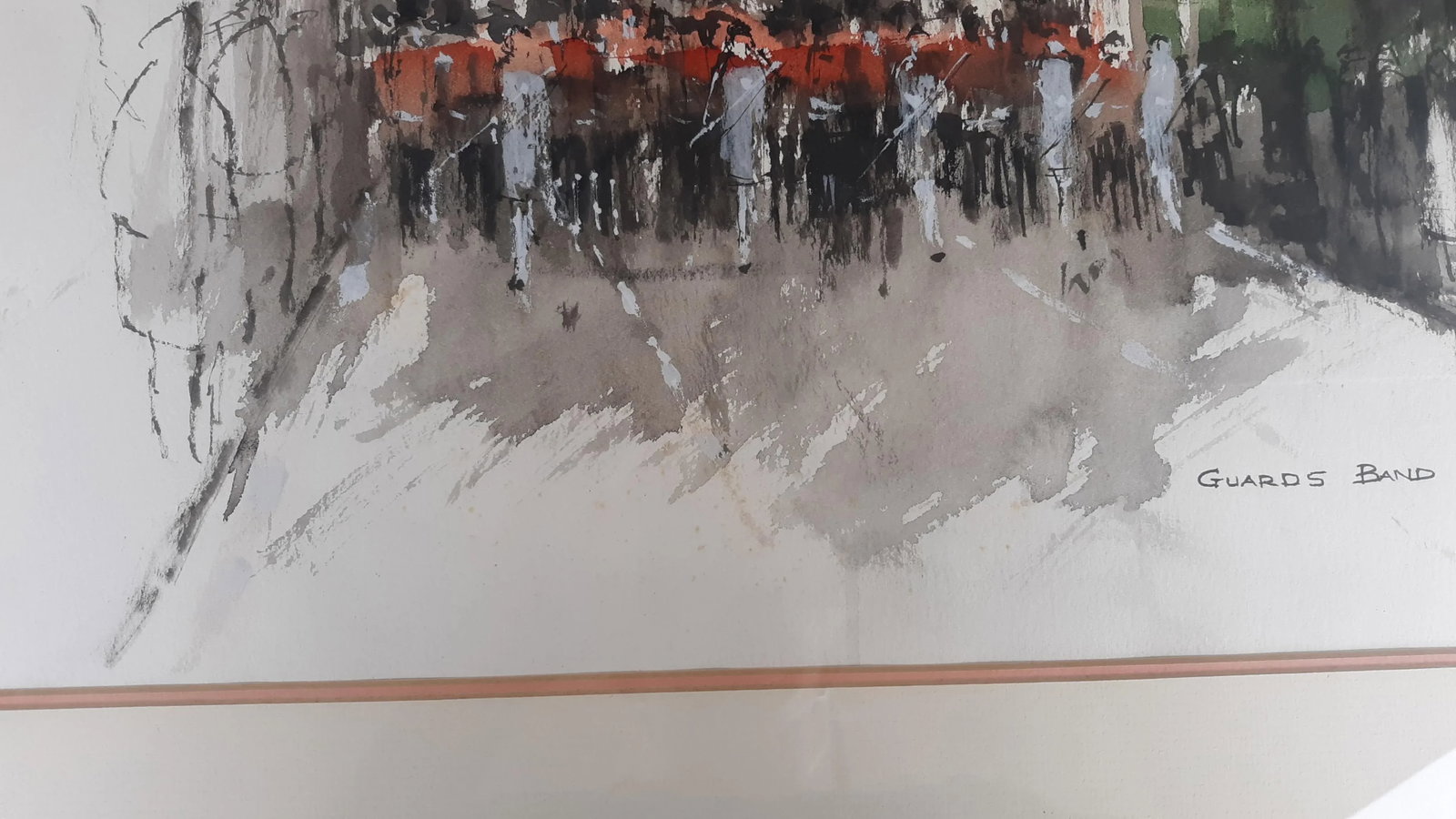 Late 20th Century Vintage English Drawing Queens Guards Band Windsor Signed - 4