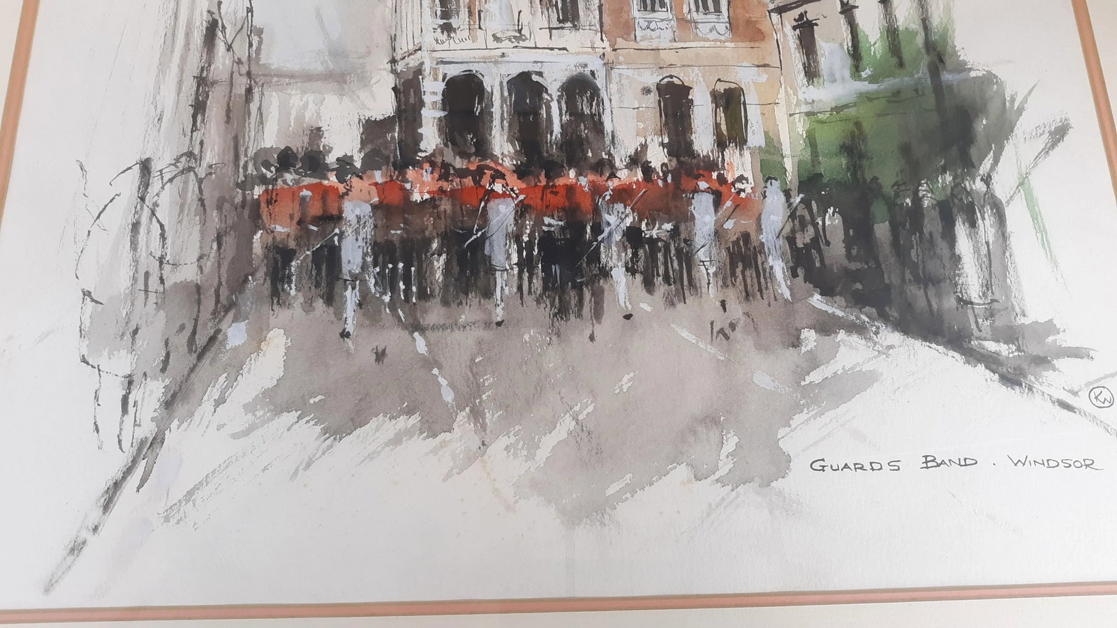 Late 20th Century Vintage English Drawing Queens Guards Band Windsor Signed - 5