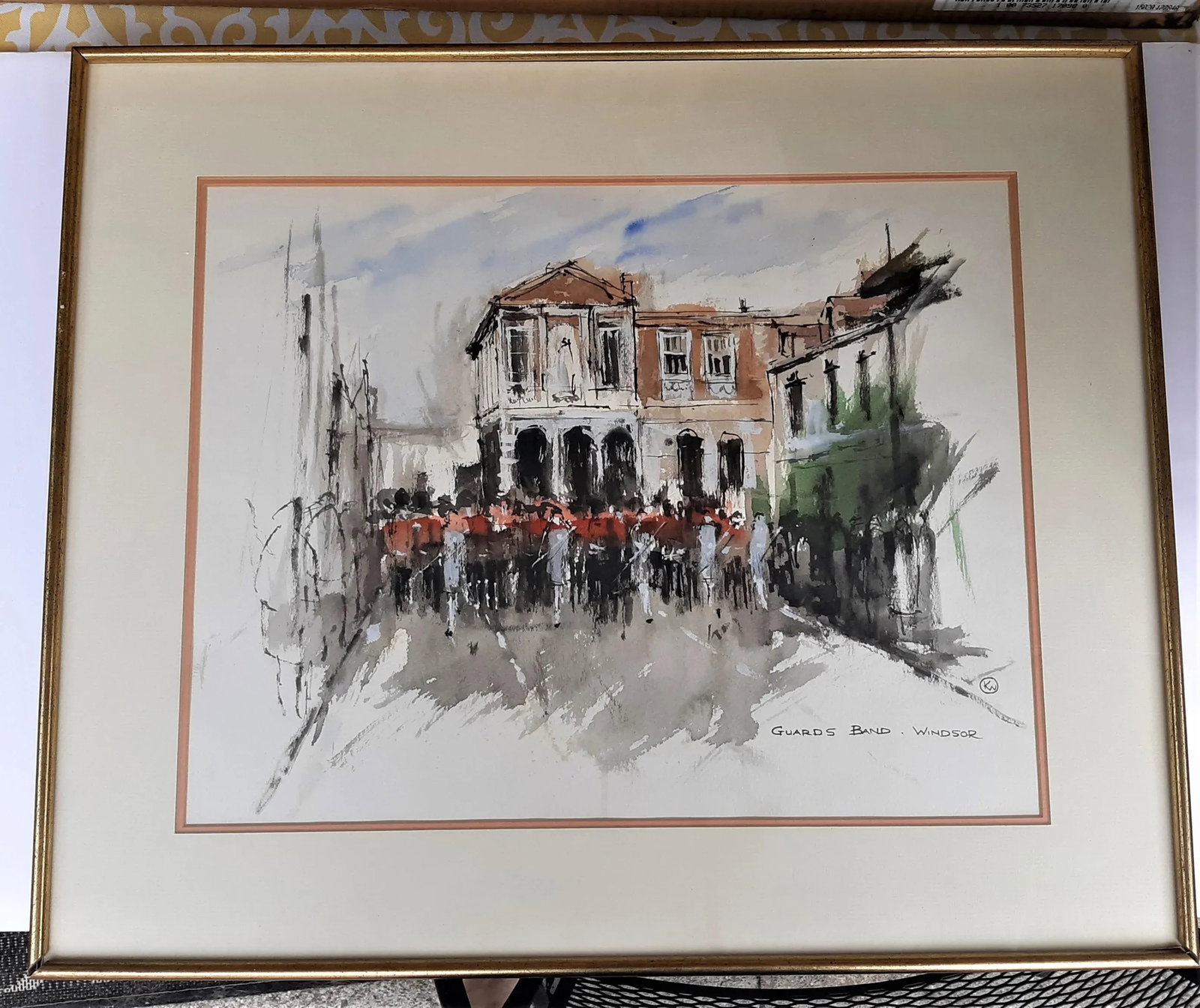 Late 20th Century Vintage English Drawing Queens Guards Band Windsor Signed - 6