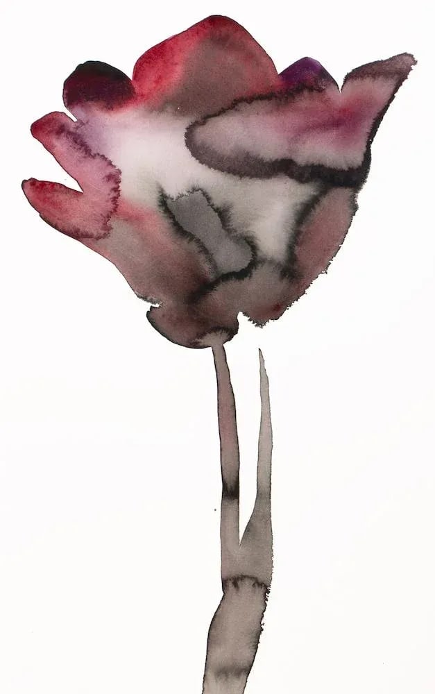 "Tulip" Contemporary Original Botanical Ink Painting by Elizabeth Becker - 2