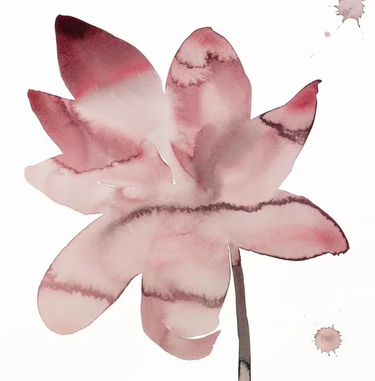 "Lotus" Contemporary Original Botanical Ink Painting by Elizabeth Becker - 2