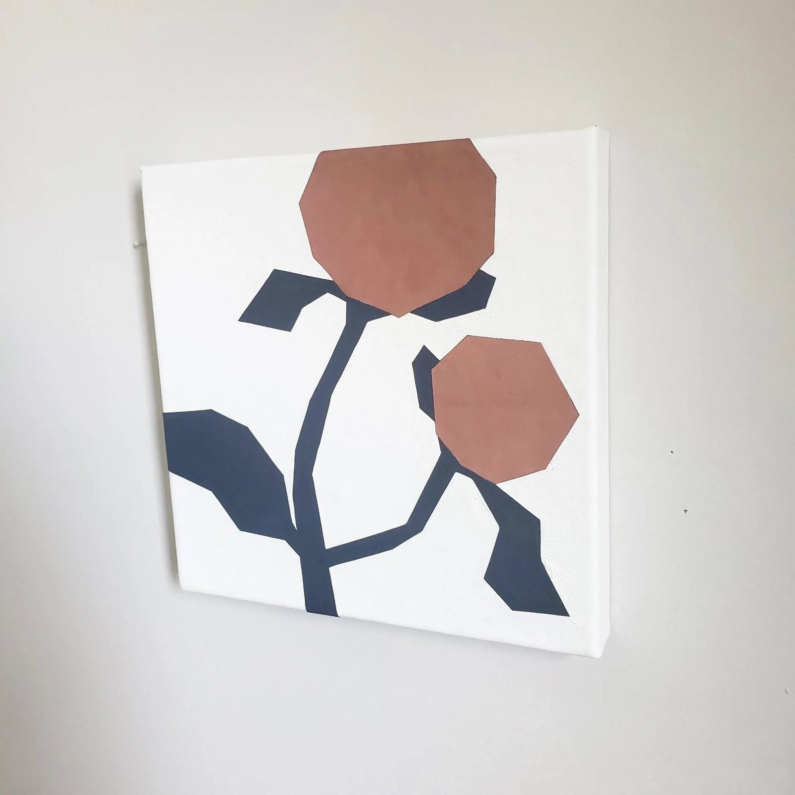 Minimalist Handmade Leather Wall Art "Juliet Peach" - 2