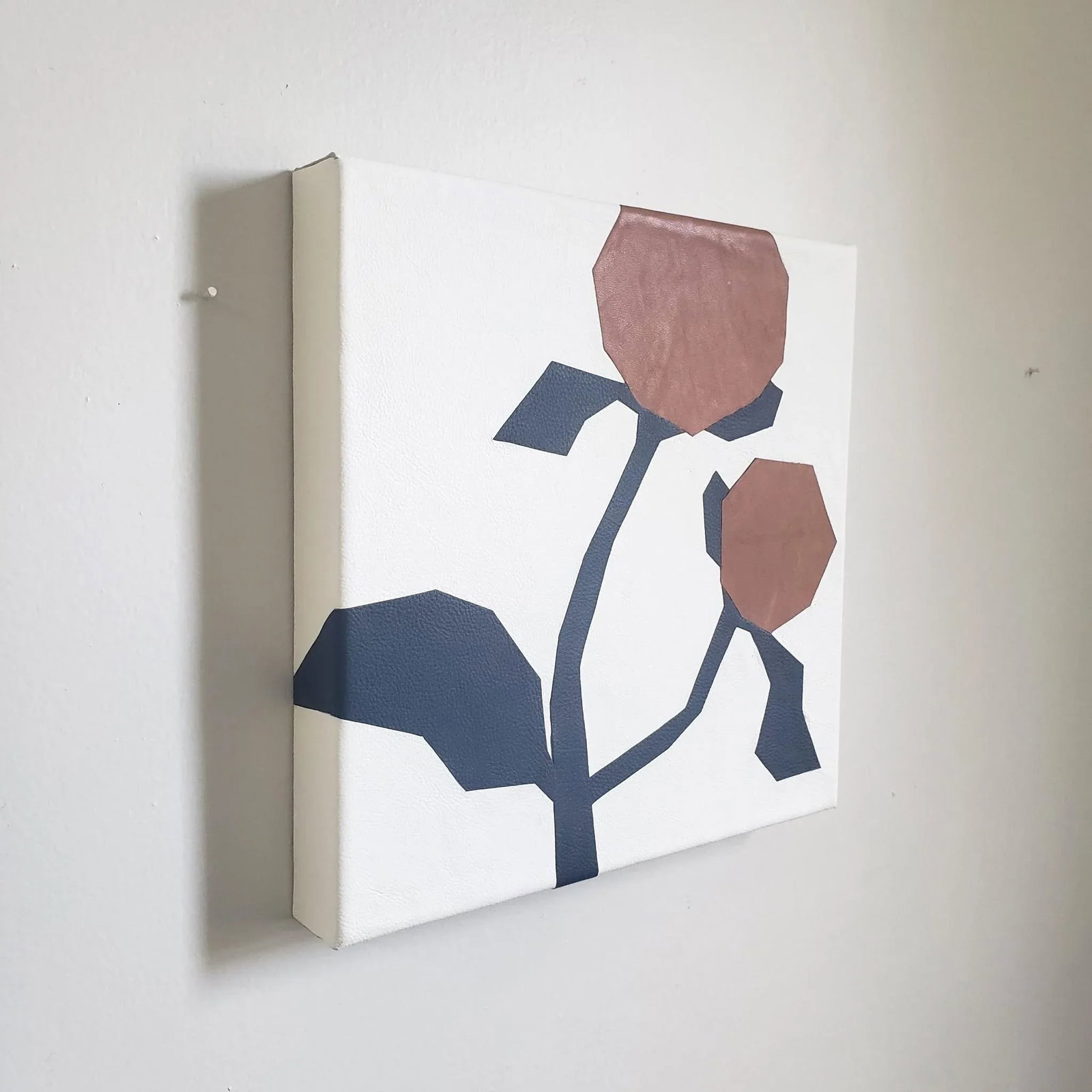 Minimalist Handmade Leather Wall Art "Juliet Peach" - 4
