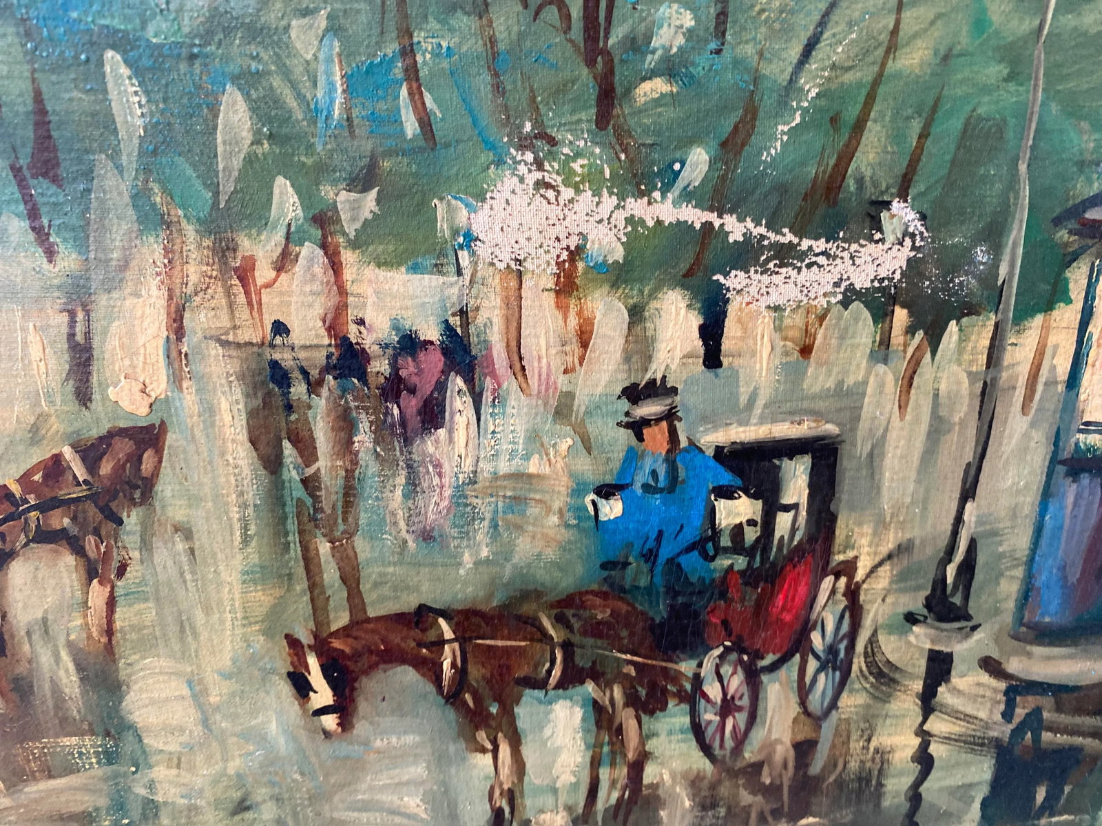 Large Vintage Paris France Street Scene Painting, Signed - 10