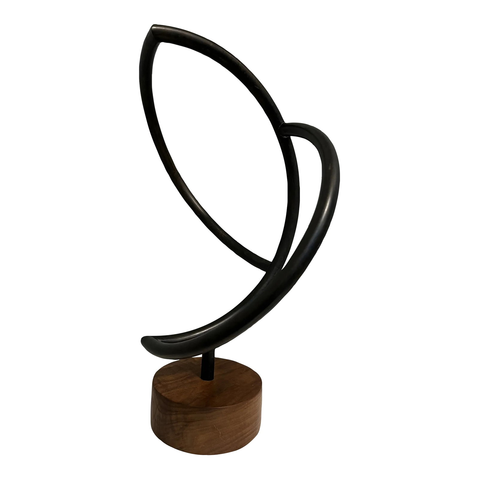 Casey Downing Jr. (1949-), Postmodern Brass Sculpture, 1985, "Second Movement": Casey Downing, Jr., (1948- ), Alabama, Signed And Dated, 1985, Second Movement, Patinated Brass Sculpture, Great Geometric Post Modern Geometric Shape, Walnut Base Condition: Alterations: Original Con