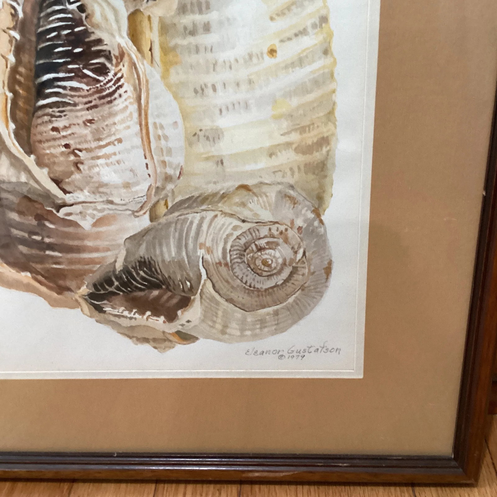 Circa 1979 Eleanor Gustafson Original Watercolor Painting Still Life of Sea Shells - 5