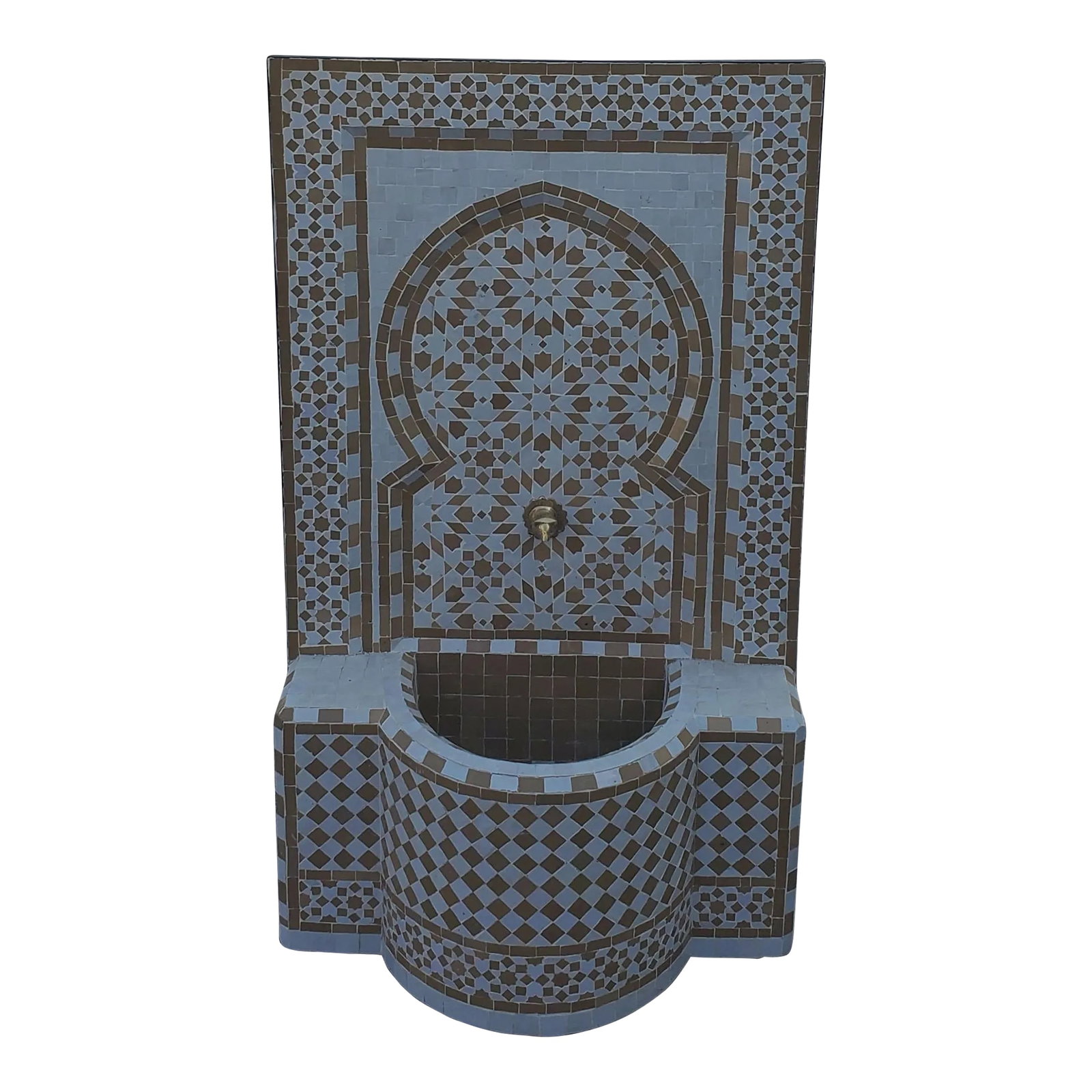 Honey Mustard and White Moroccan Mosaic Fountain (1 of 6)