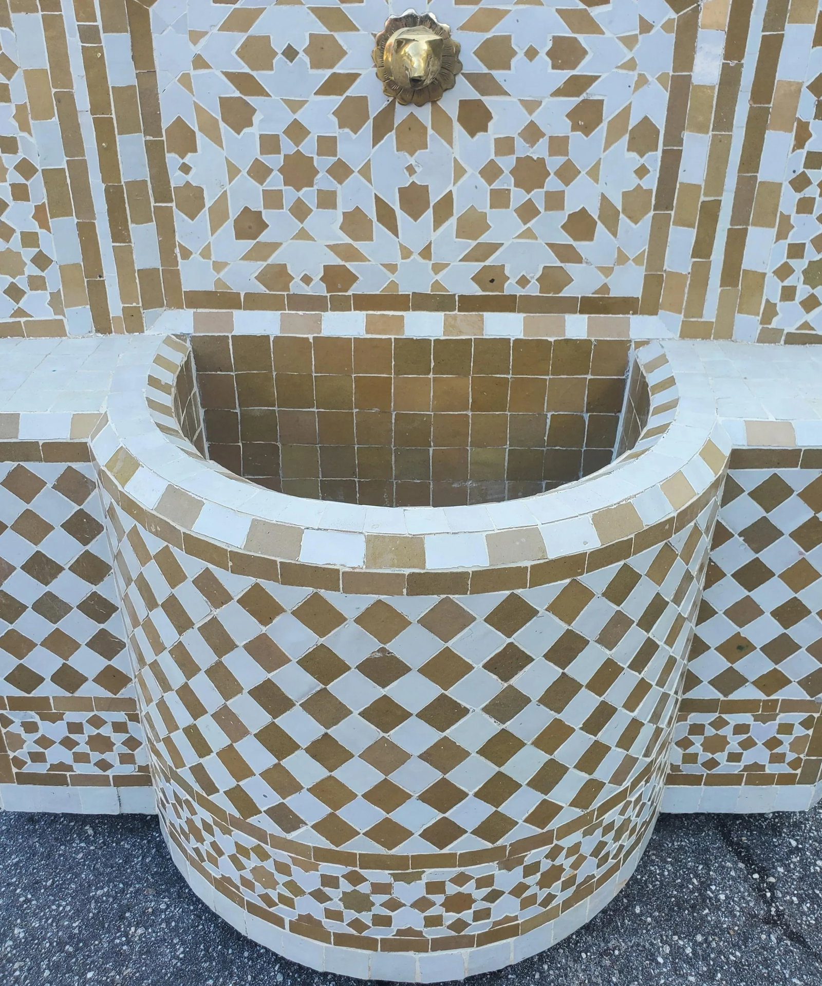 Honey Mustard and White Moroccan Mosaic Fountain - 2