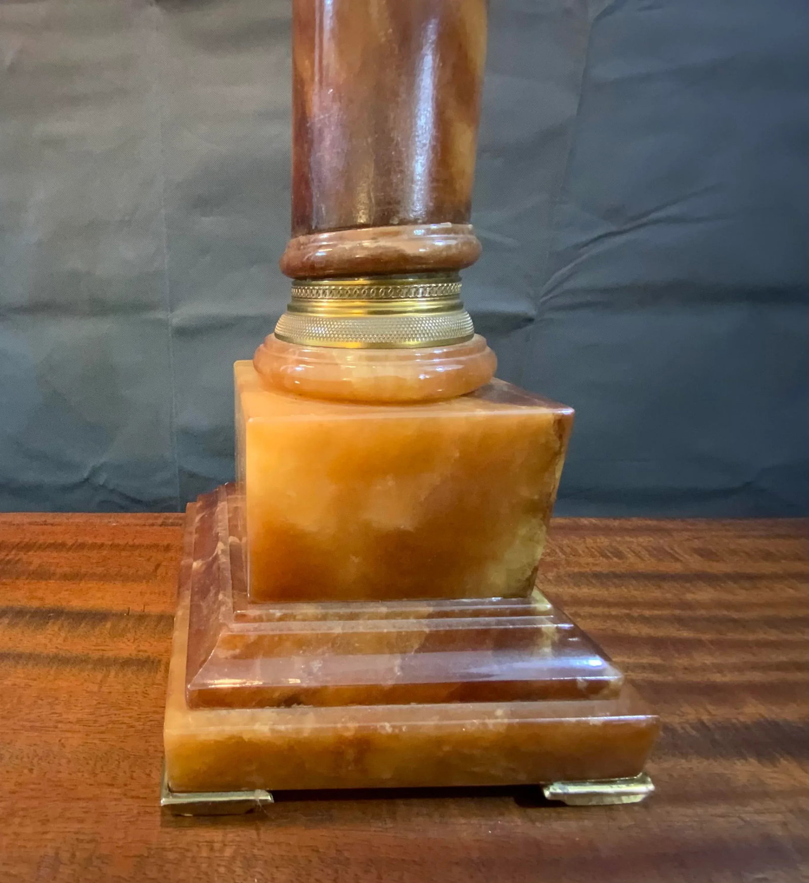 Mid-Century Marbro Alabaster Ormolu Column Table Lamps - a Pair - 5