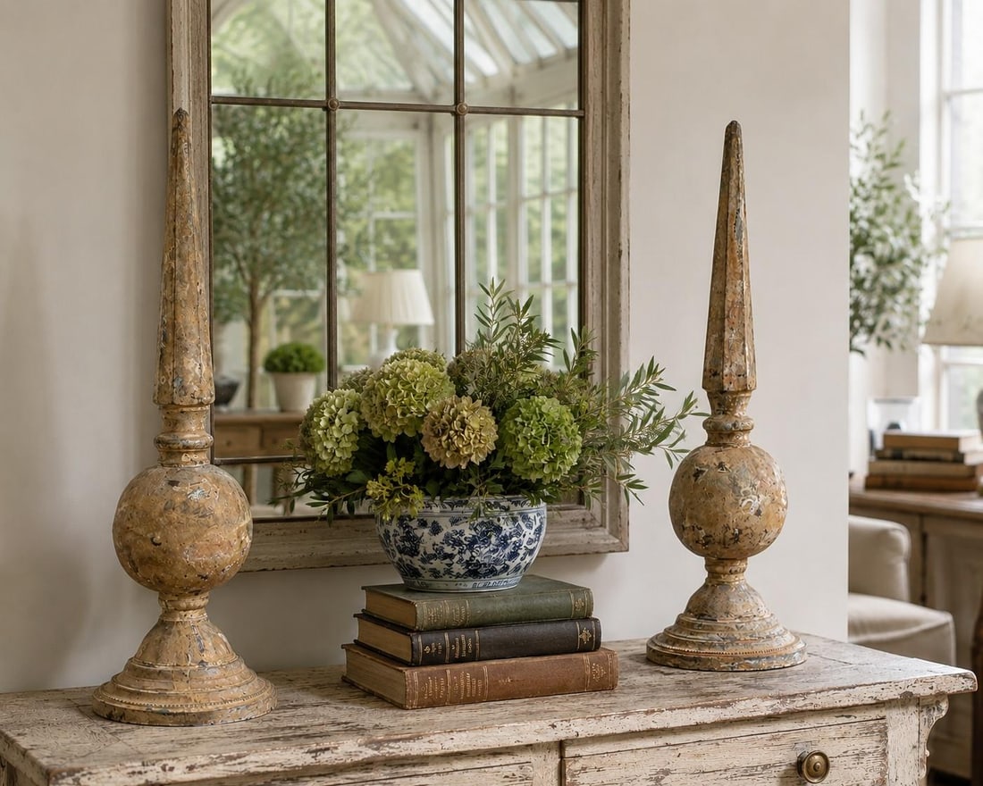 Weathered Cast Iron Garden Finials, a Decorative Pair - 2