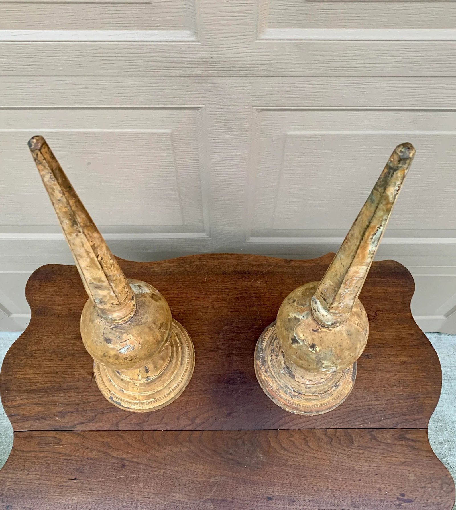 Weathered Cast Iron Garden Finials, a Decorative Pair - 5