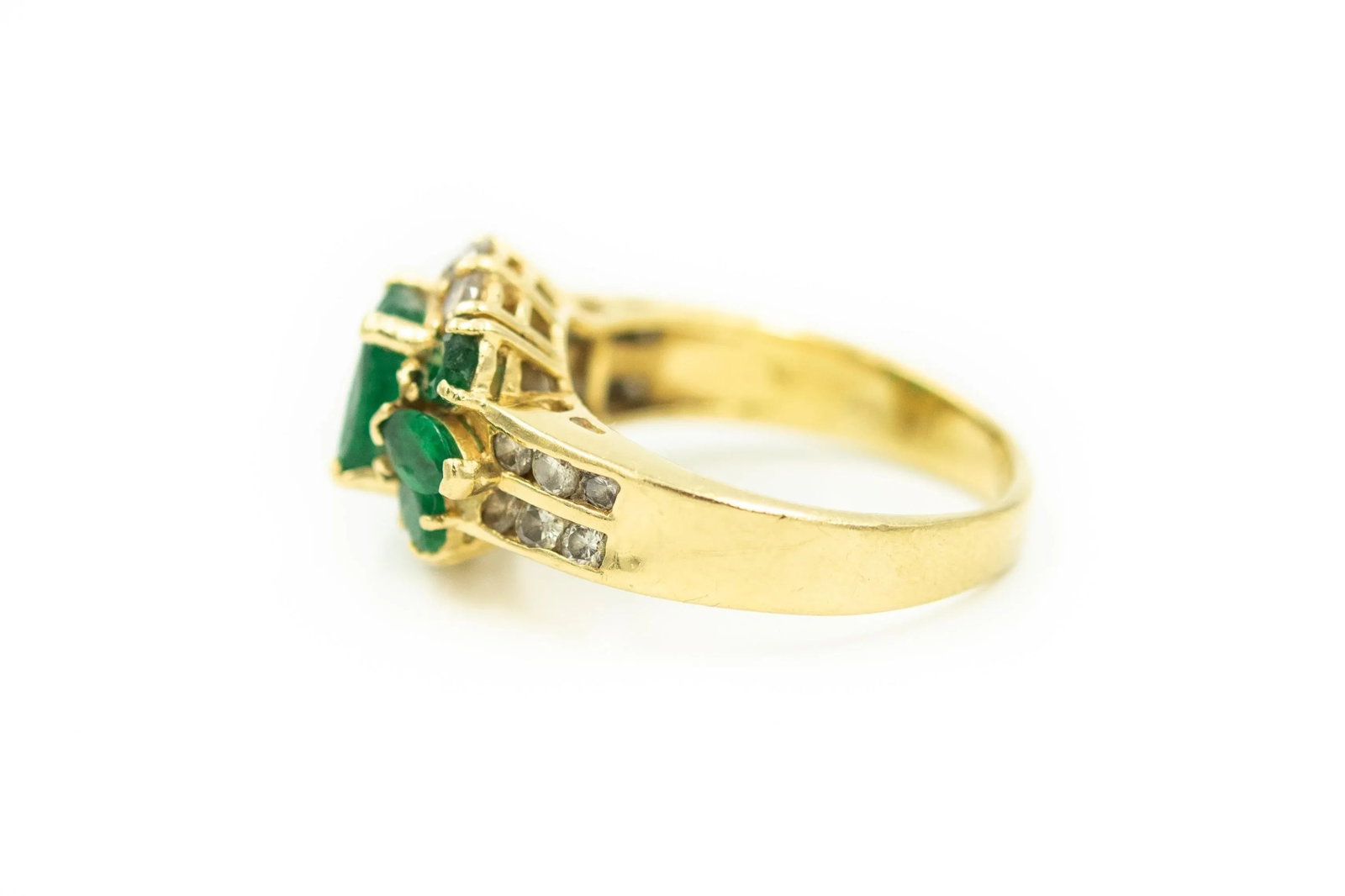 Emerald and Diamond Yellow Gold Ring size 8 - 3