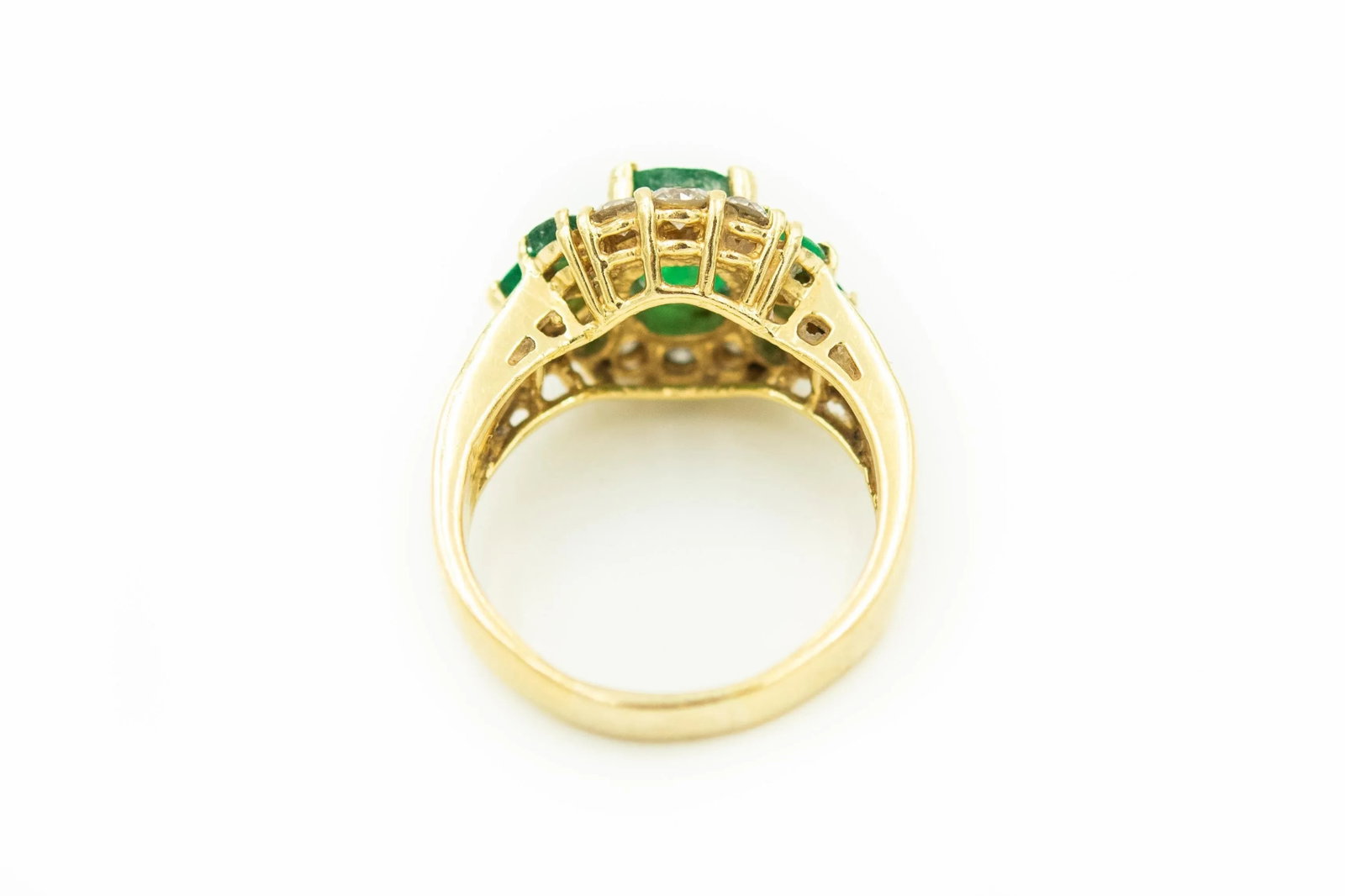 Emerald and Diamond Yellow Gold Ring size 8 - 5