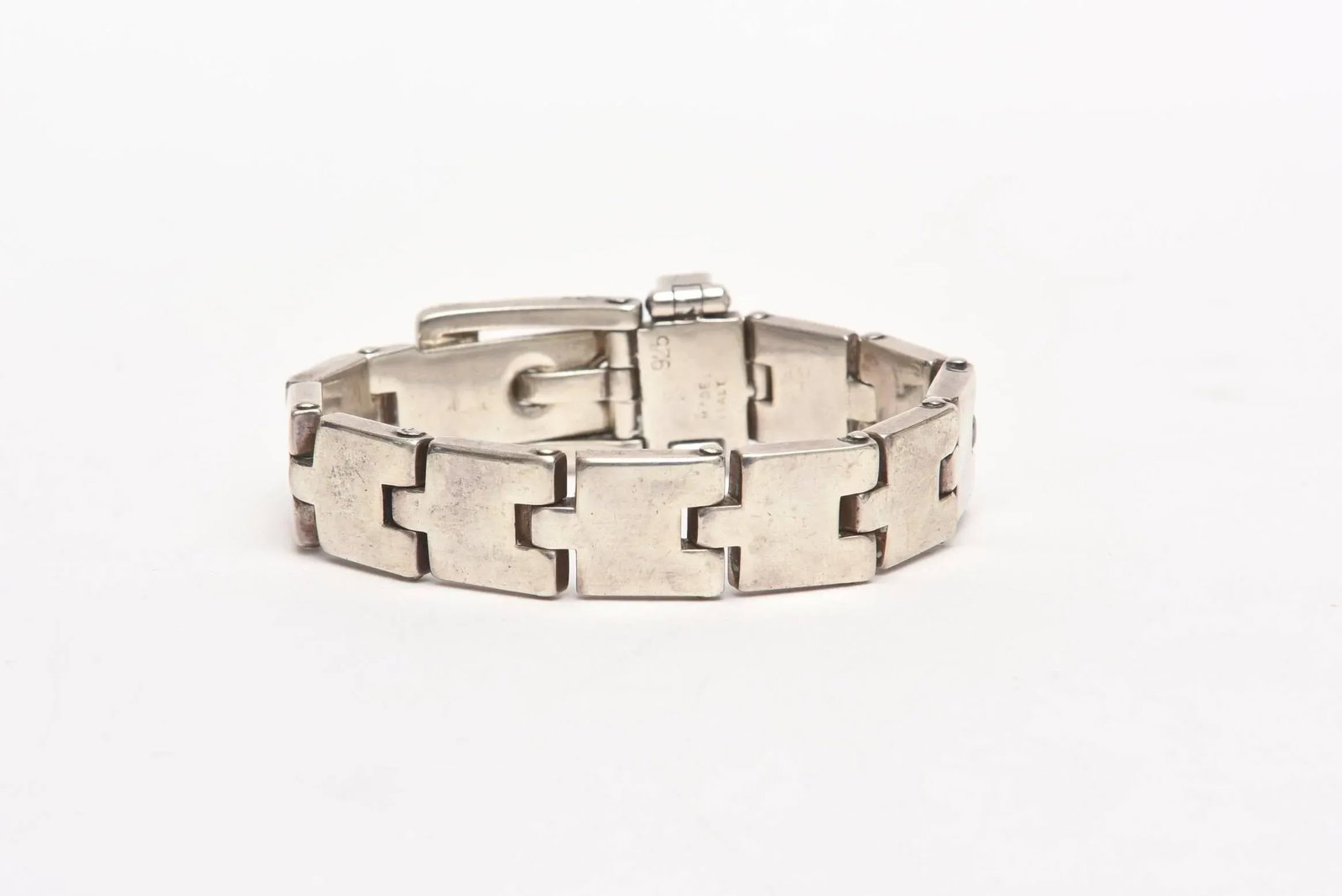 Vintage Sterling Silver Buckle Bracelet - 3