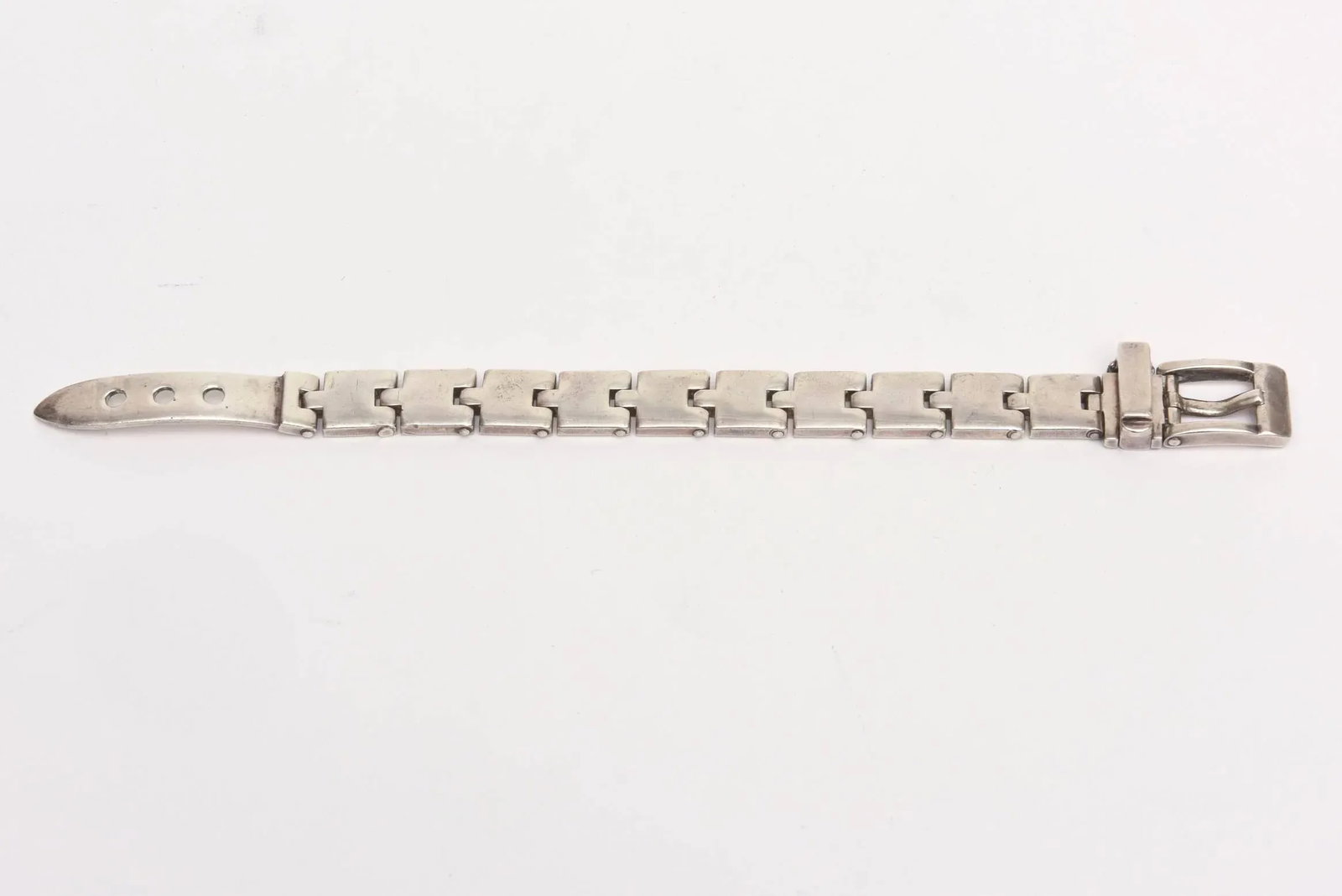 Vintage Sterling Silver Buckle Bracelet - 4