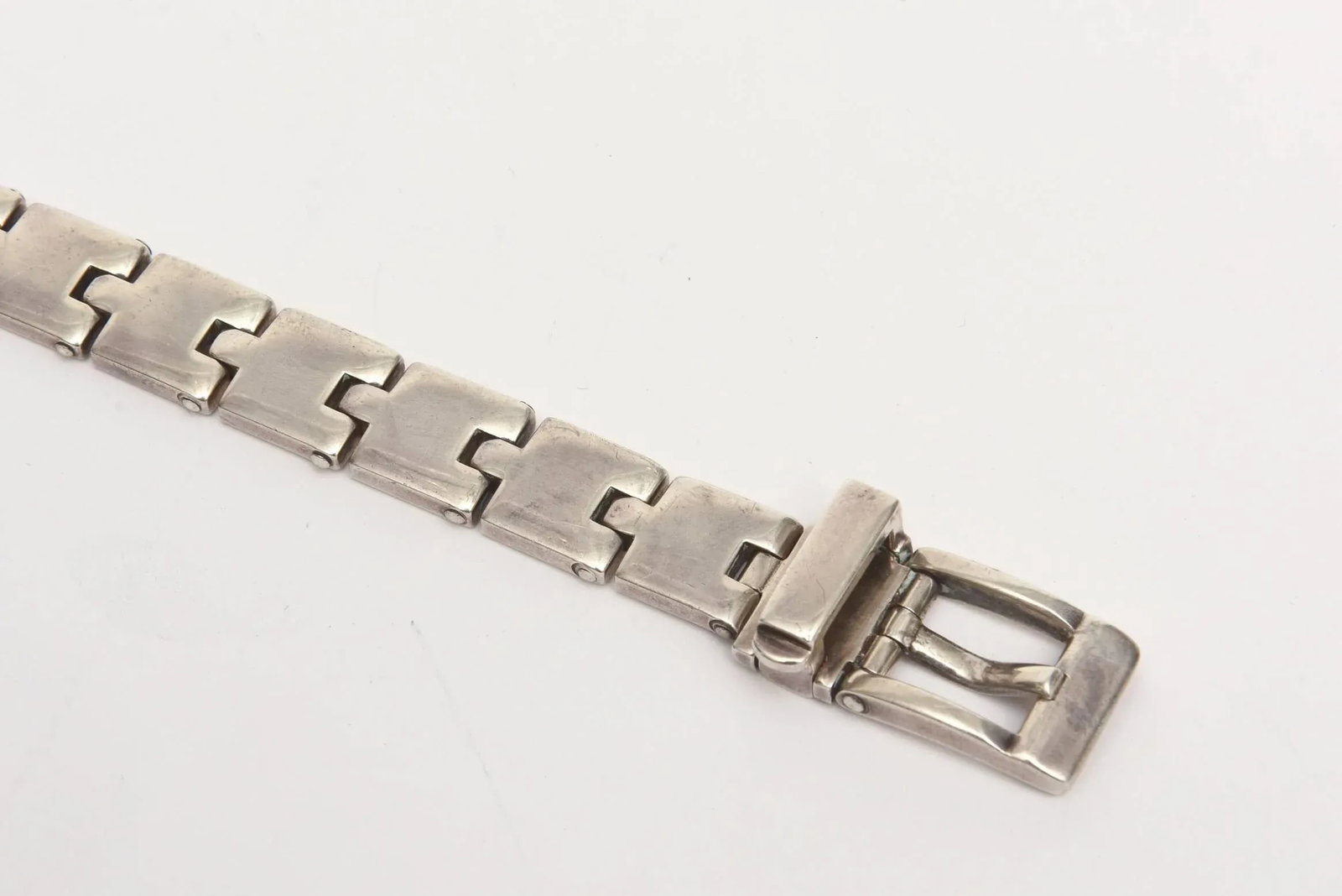 Vintage Sterling Silver Buckle Bracelet - 5